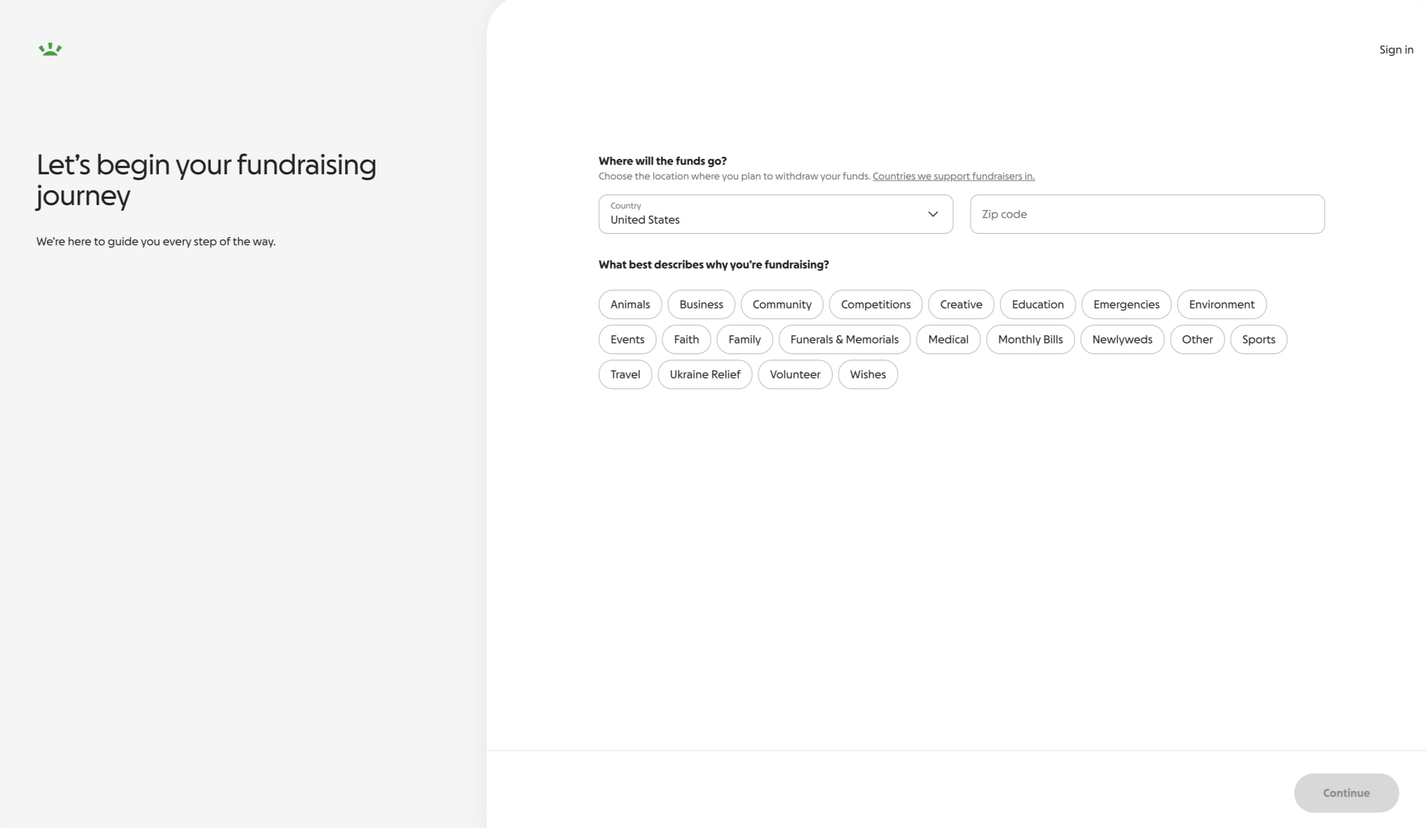 Create a GoFundMe captured website design
