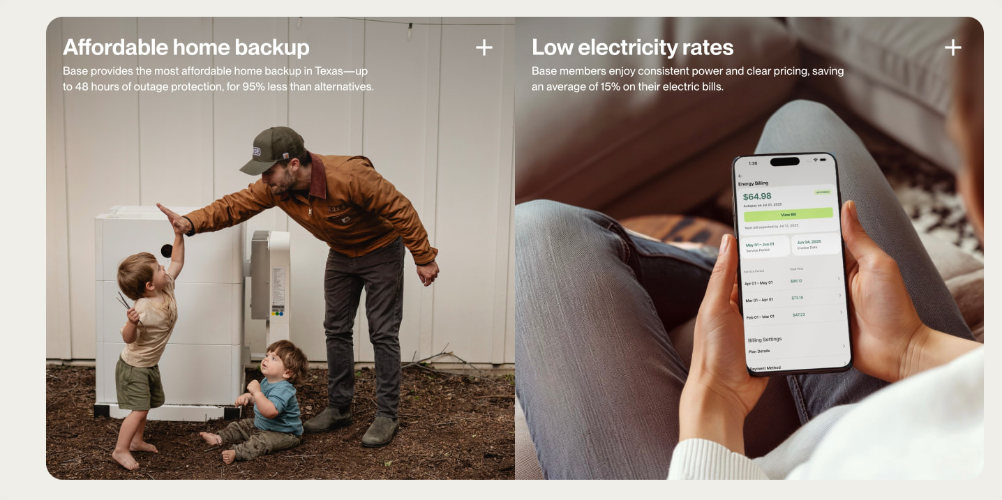 Texas' Only Energy Provider With Home Backup Power | Base Power captured website design