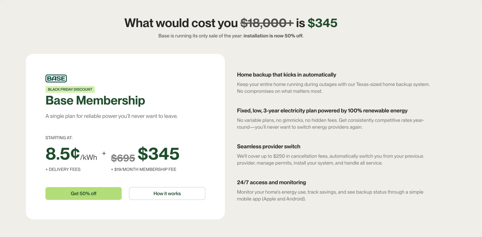 Texas' Only Energy Provider With Home Backup Power | Base Power captured website design