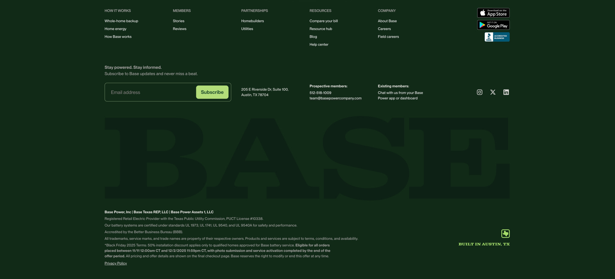 Texas' Only Energy Provider With Home Backup Power | Base Power captured website design