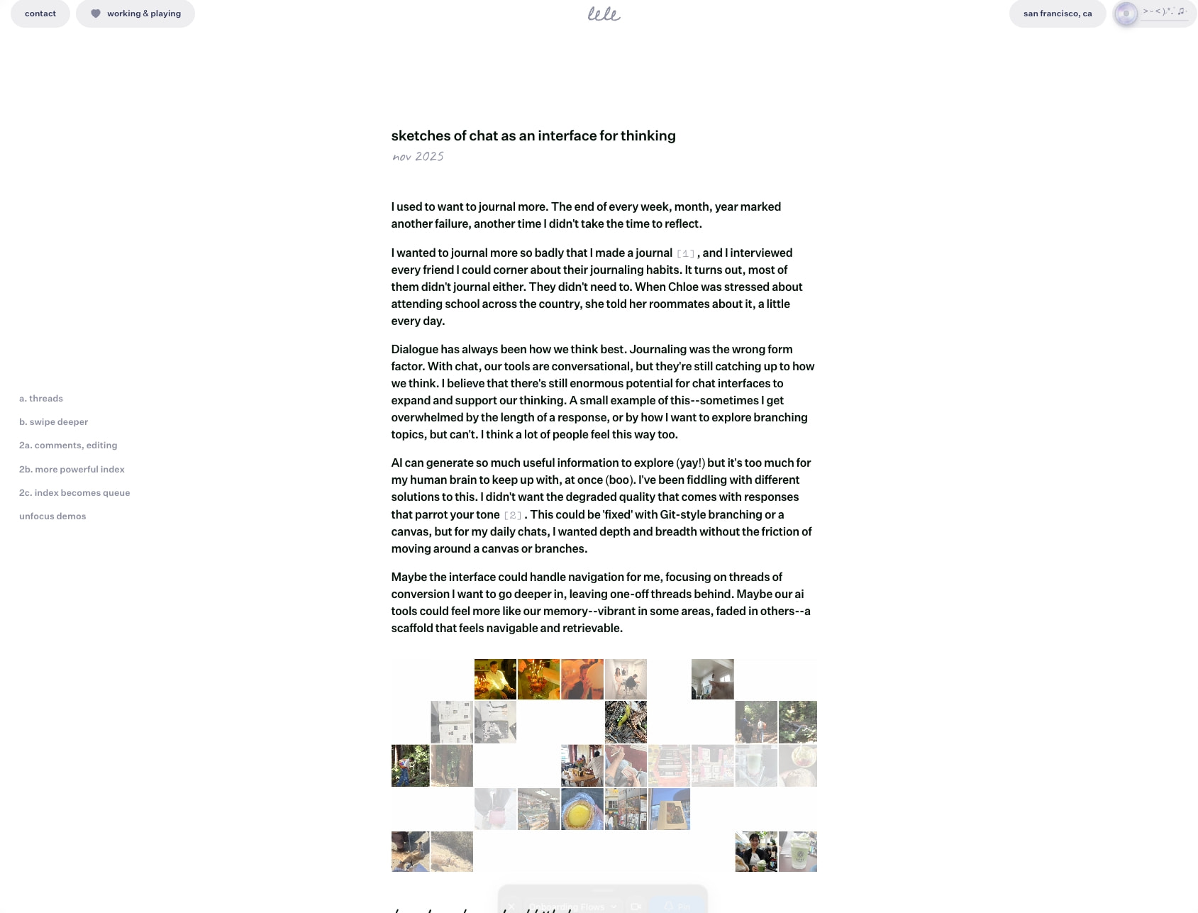 lele's portfolio captured website design