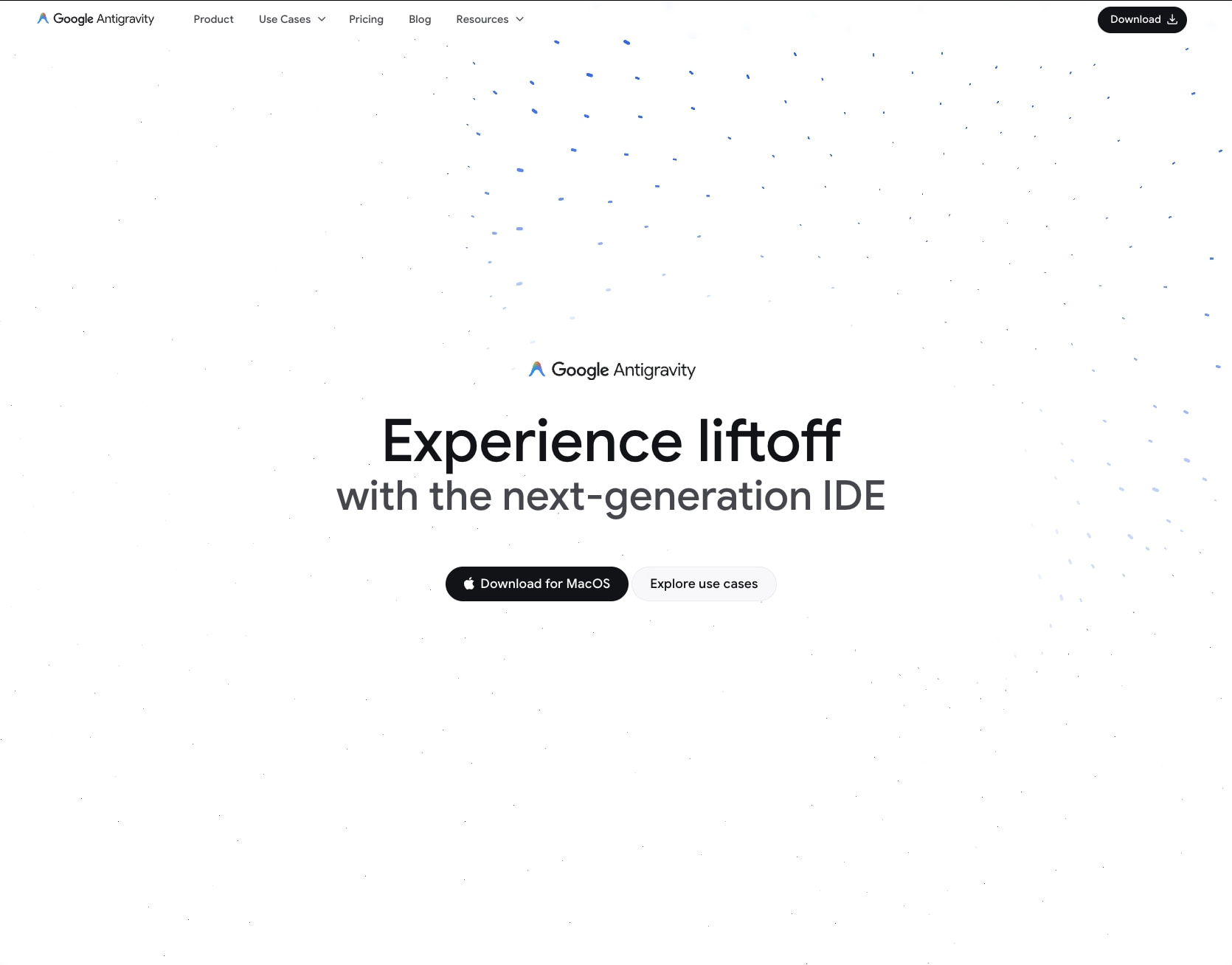 Google Antigravity captured website design