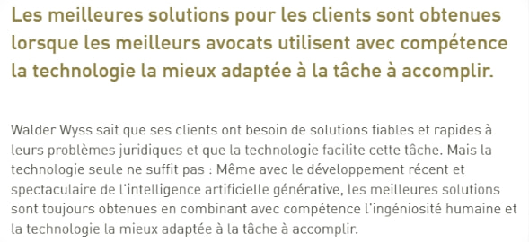 Walder Wyss Avocats | Legal Tech: WW++ captured website design