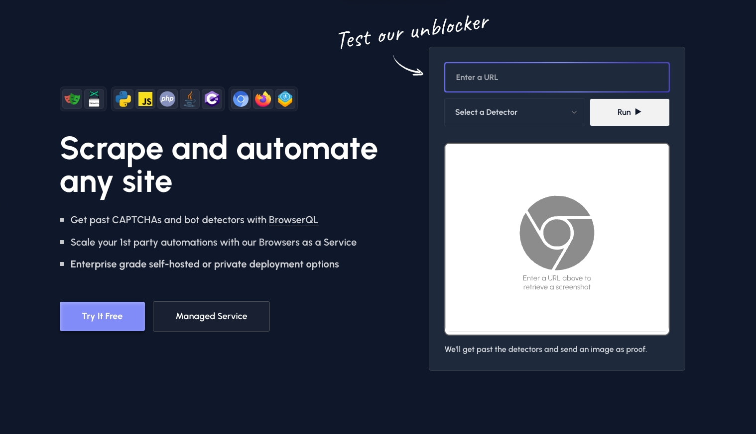 Browserless - Browser Automation and Bypass Bot Detectors captured website design