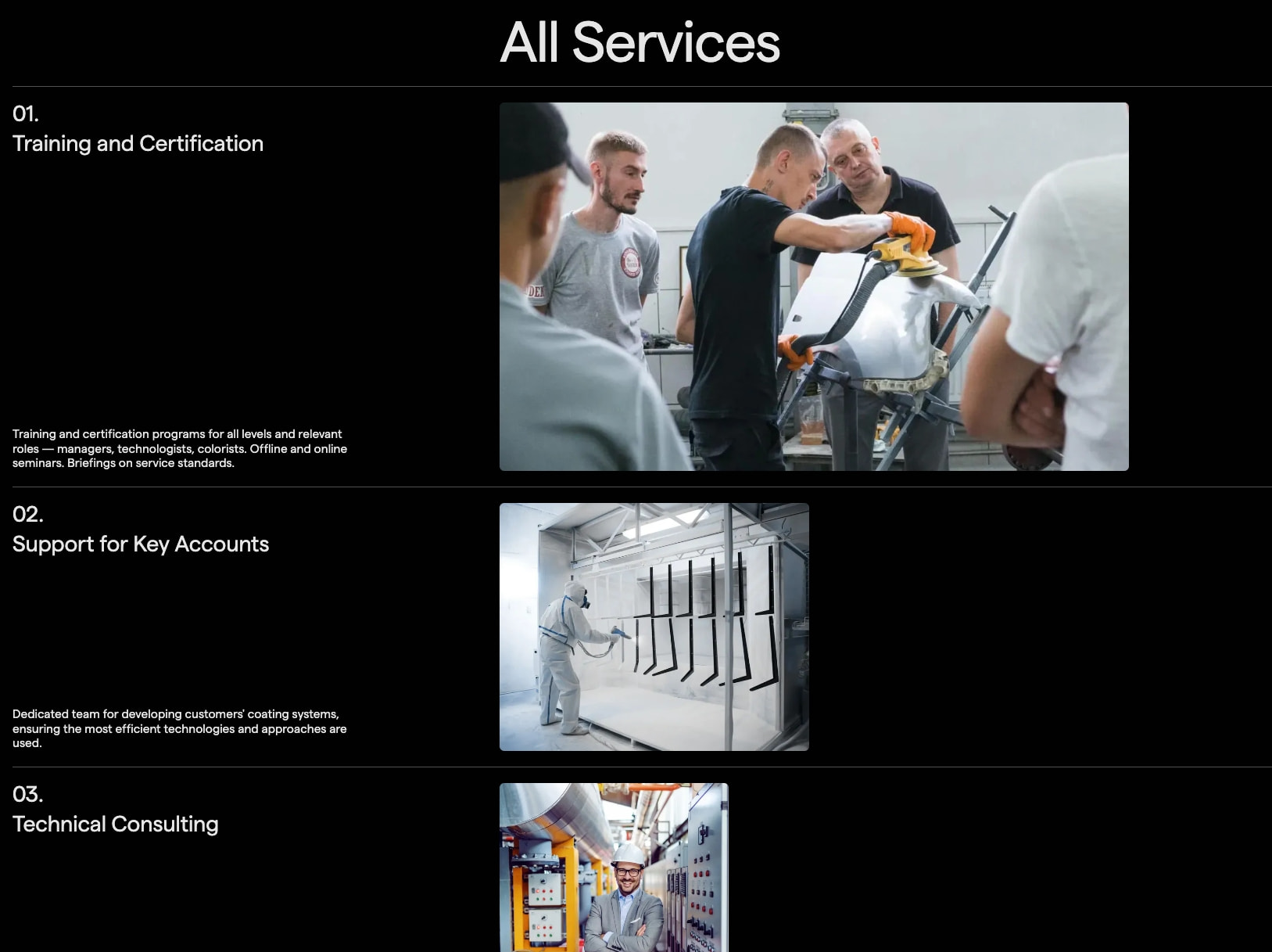 Q-Industrial — Services captured website design