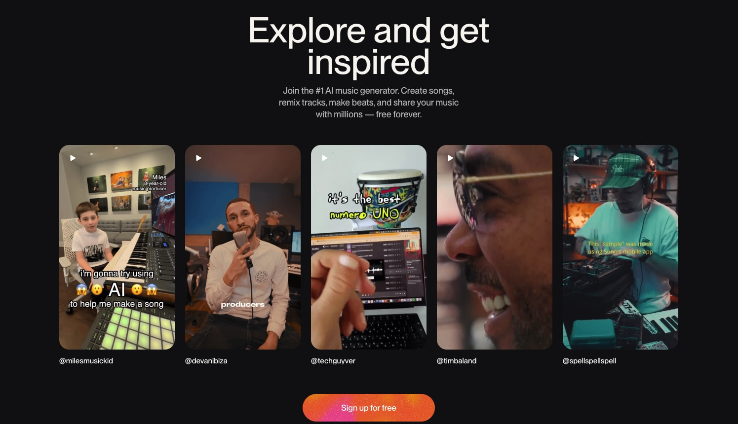 Suno | AI Music captured website design