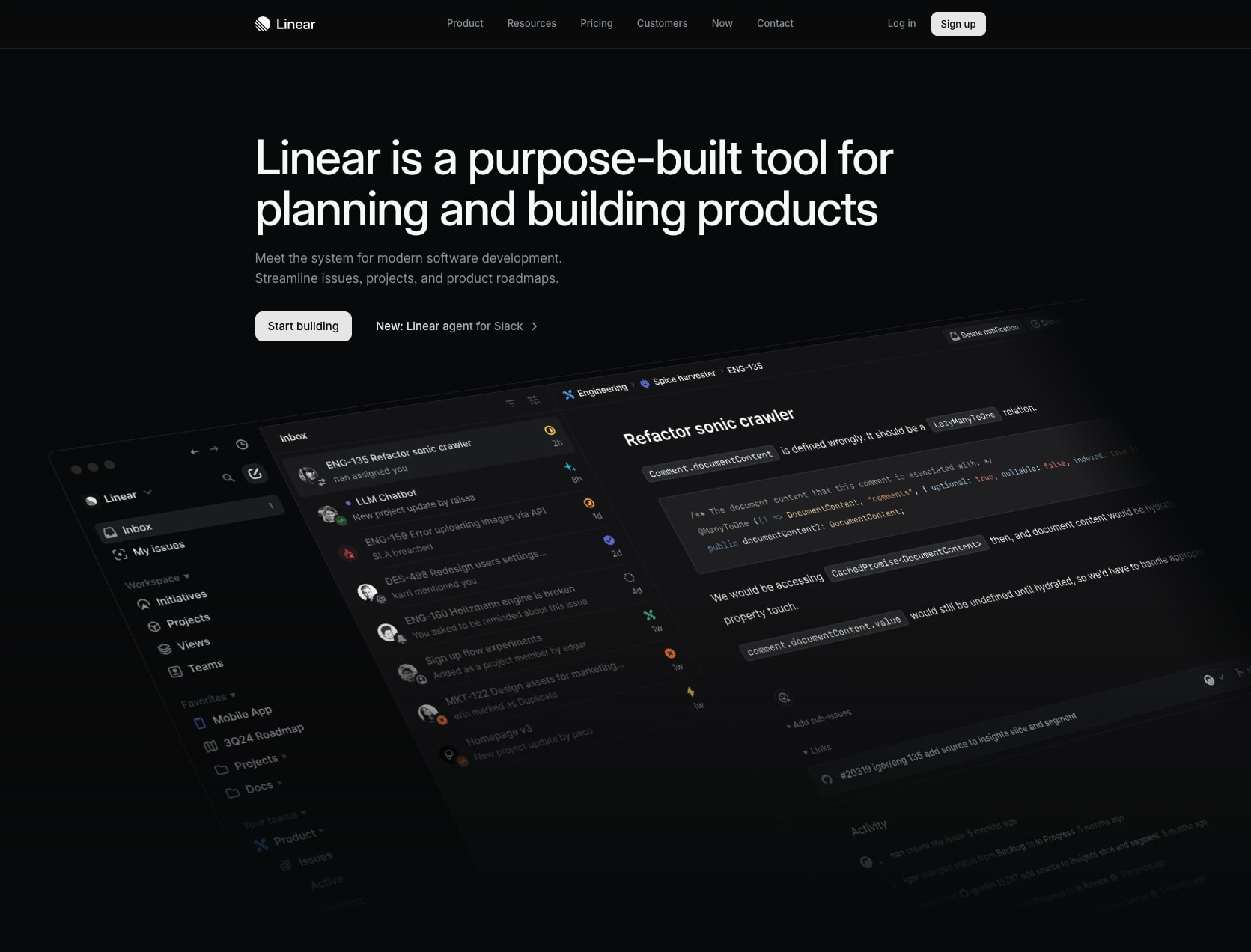 Linear typography captured website design