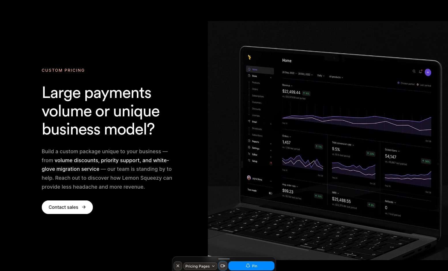 Pricing • Lemon Squeezy captured website design
