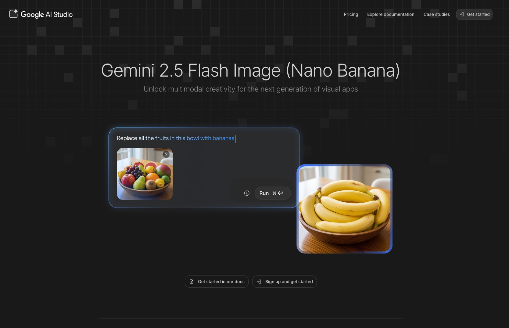Gemini 2.5 Flash Image (Nano Banana) | Google AI Studio captured website design