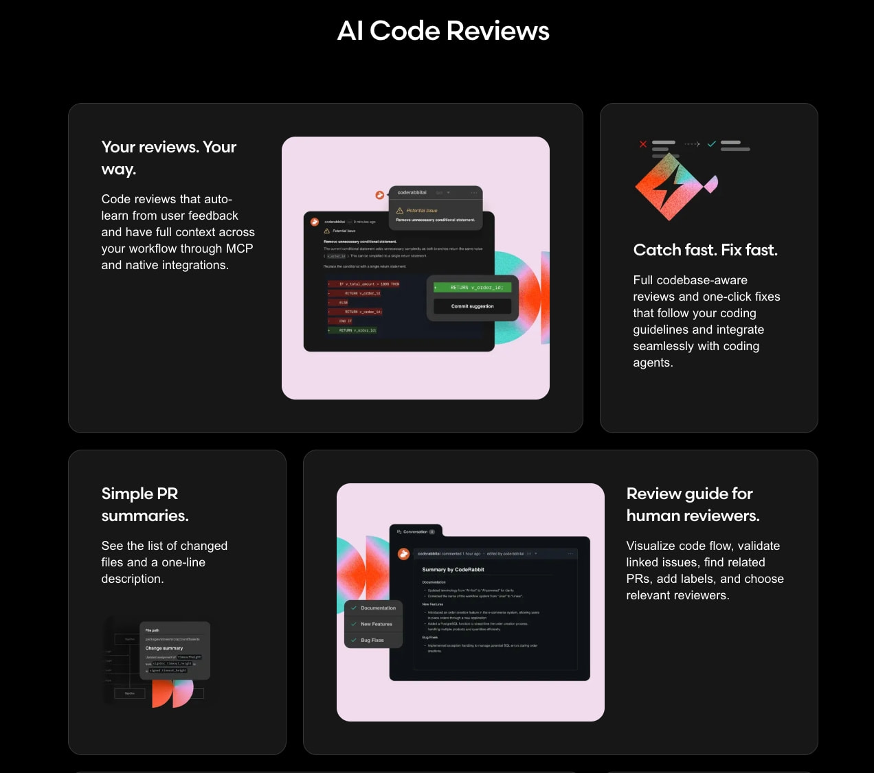 AI Code Reviews | CodeRabbit | Try for Free captured website design