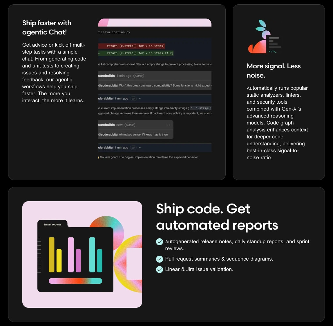 AI Code Reviews | CodeRabbit | Try for Free captured website design