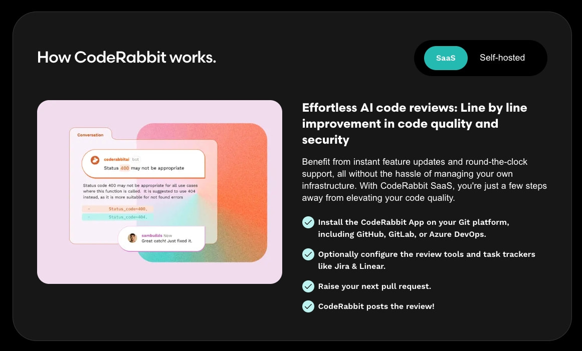 AI Code Reviews | CodeRabbit | Try for Free captured website design