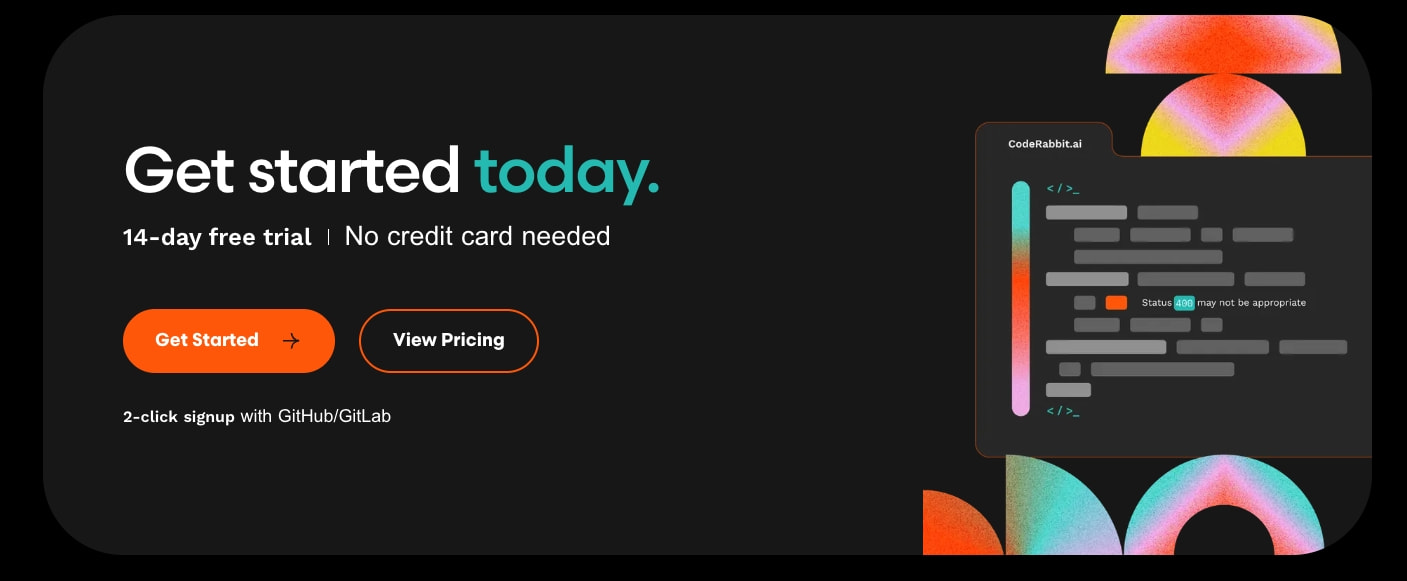 AI Code Reviews | CodeRabbit | Try for Free captured website design
