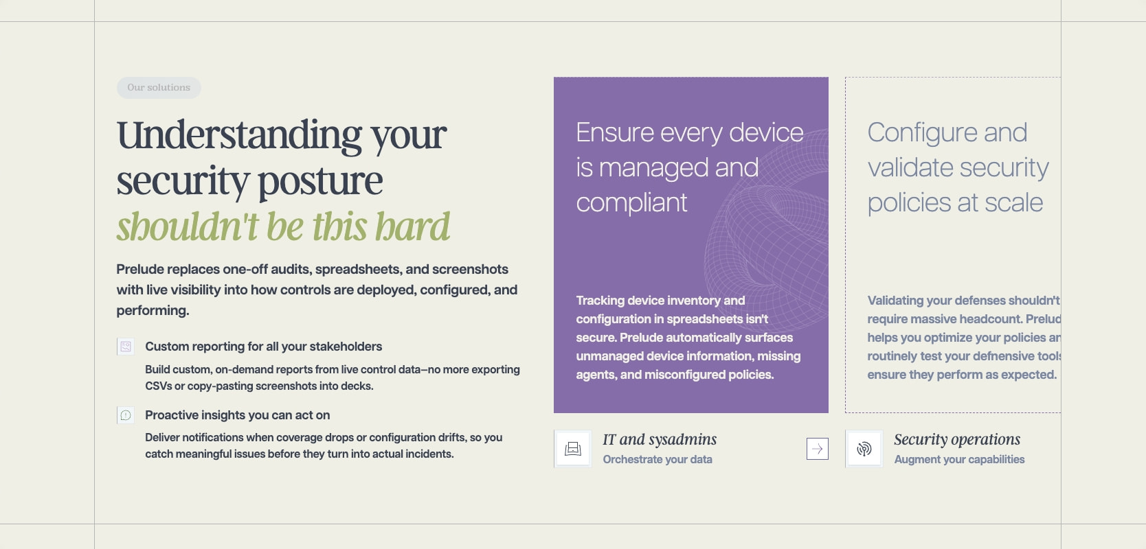 Unparalleled visibility into the state of your IT security posture | Prelude captured website design