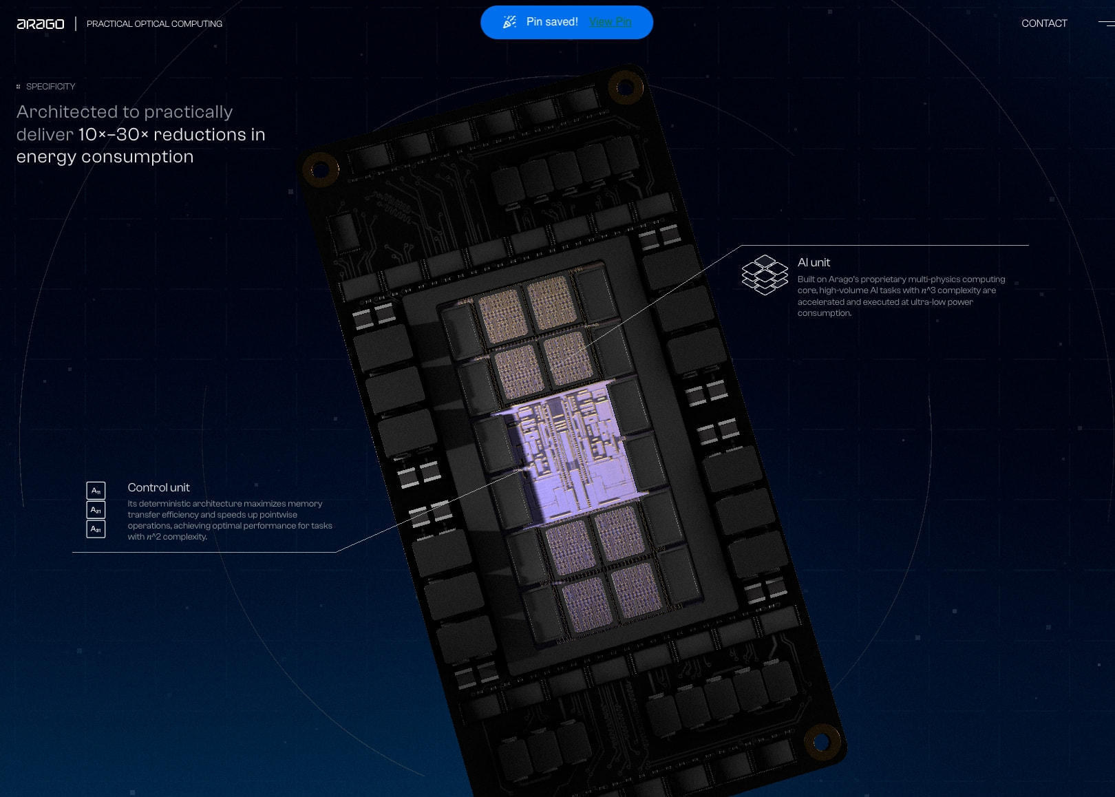 Arago captured website design