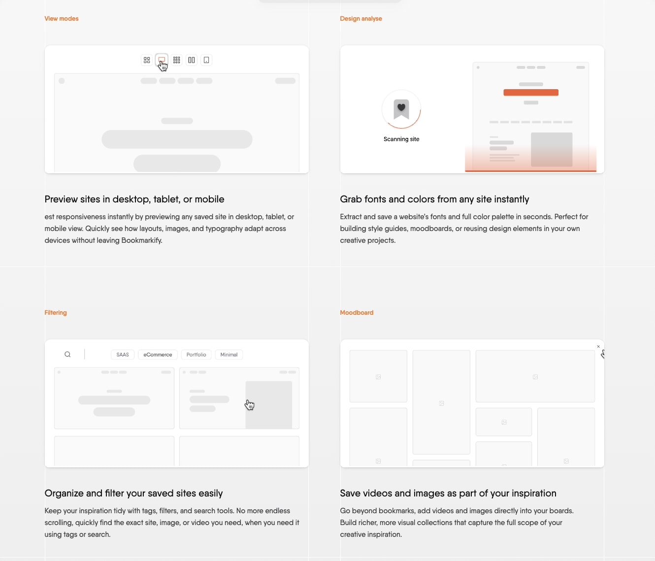Bookmarkify - All in one bookmark manager captured website design