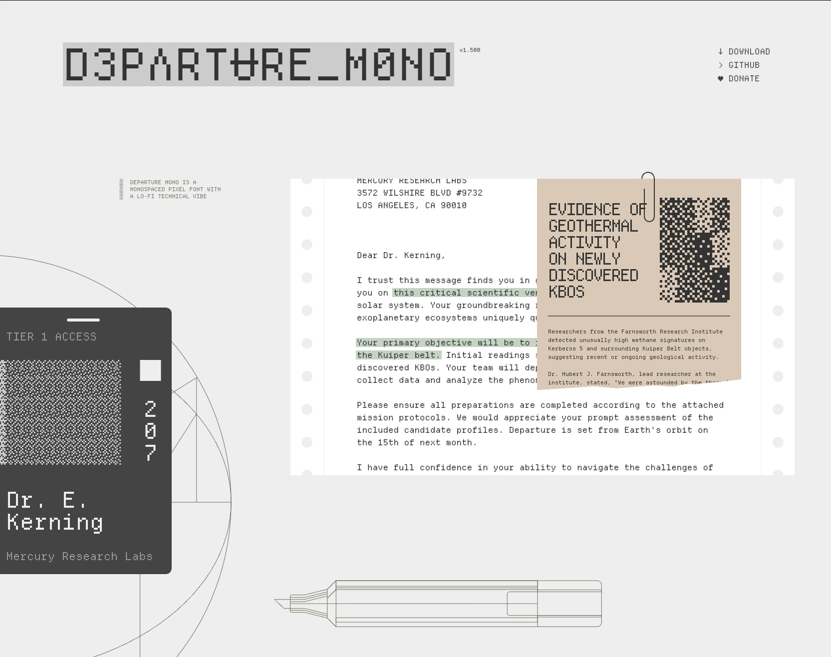 Departure Mono captured website design