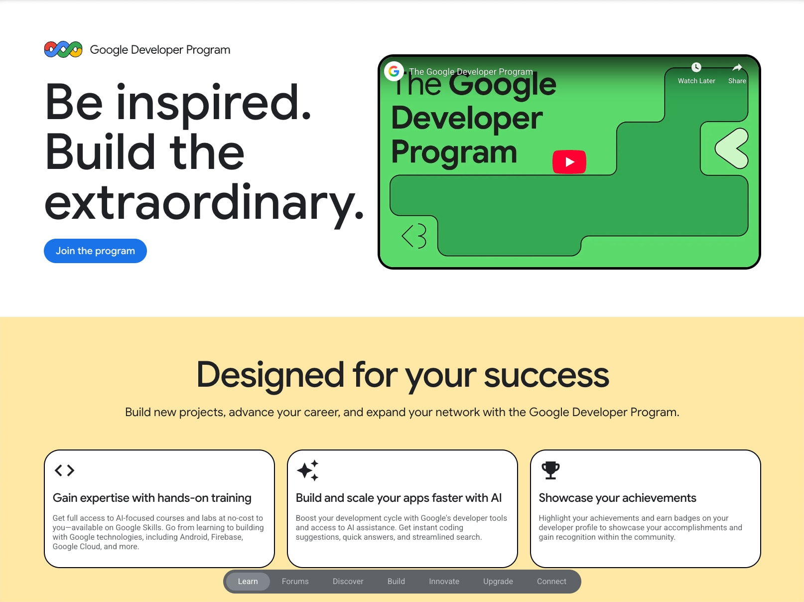 Google Developer Program  |  Google for Developers captured website design
