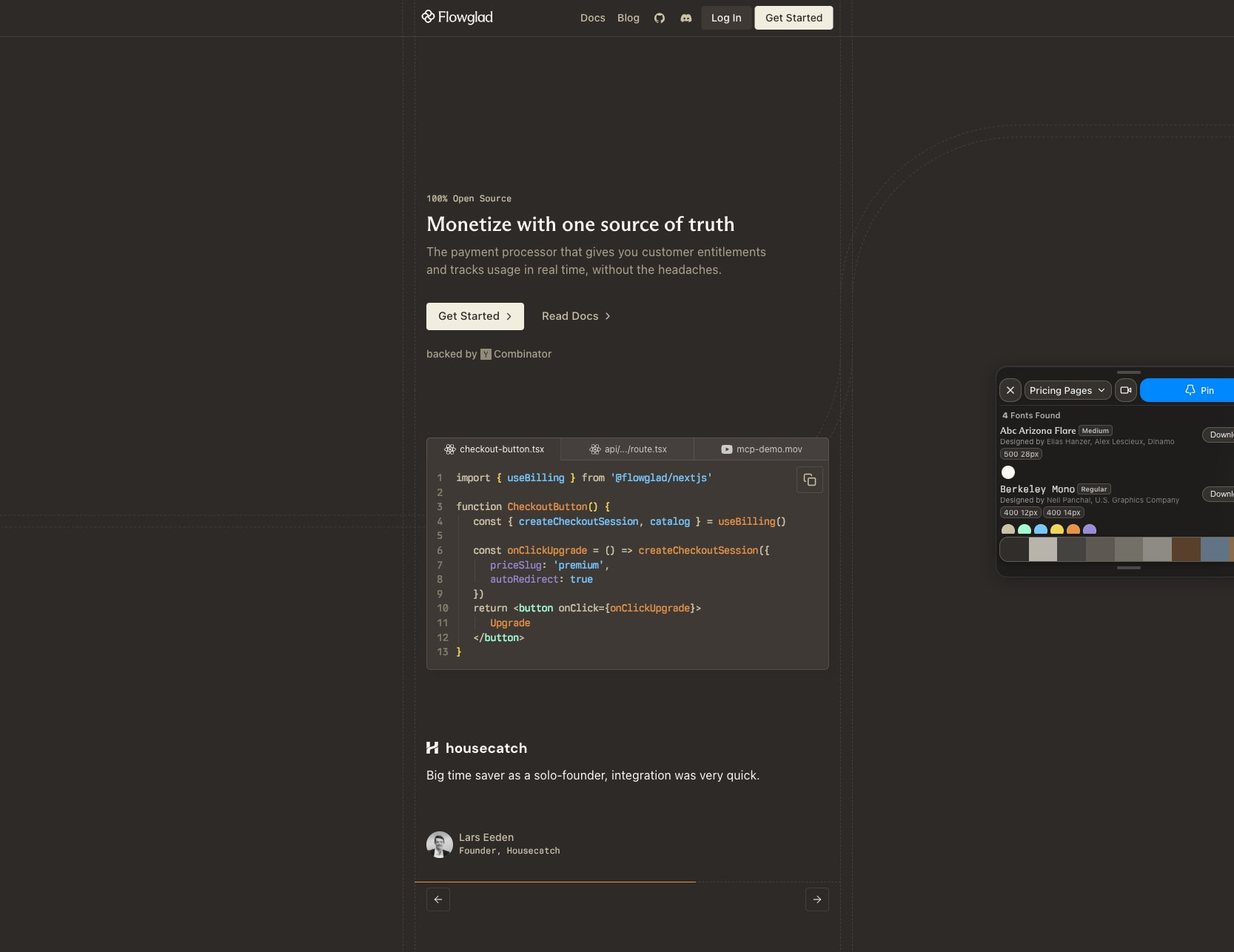 Flowglad - Make Internet Money captured website design