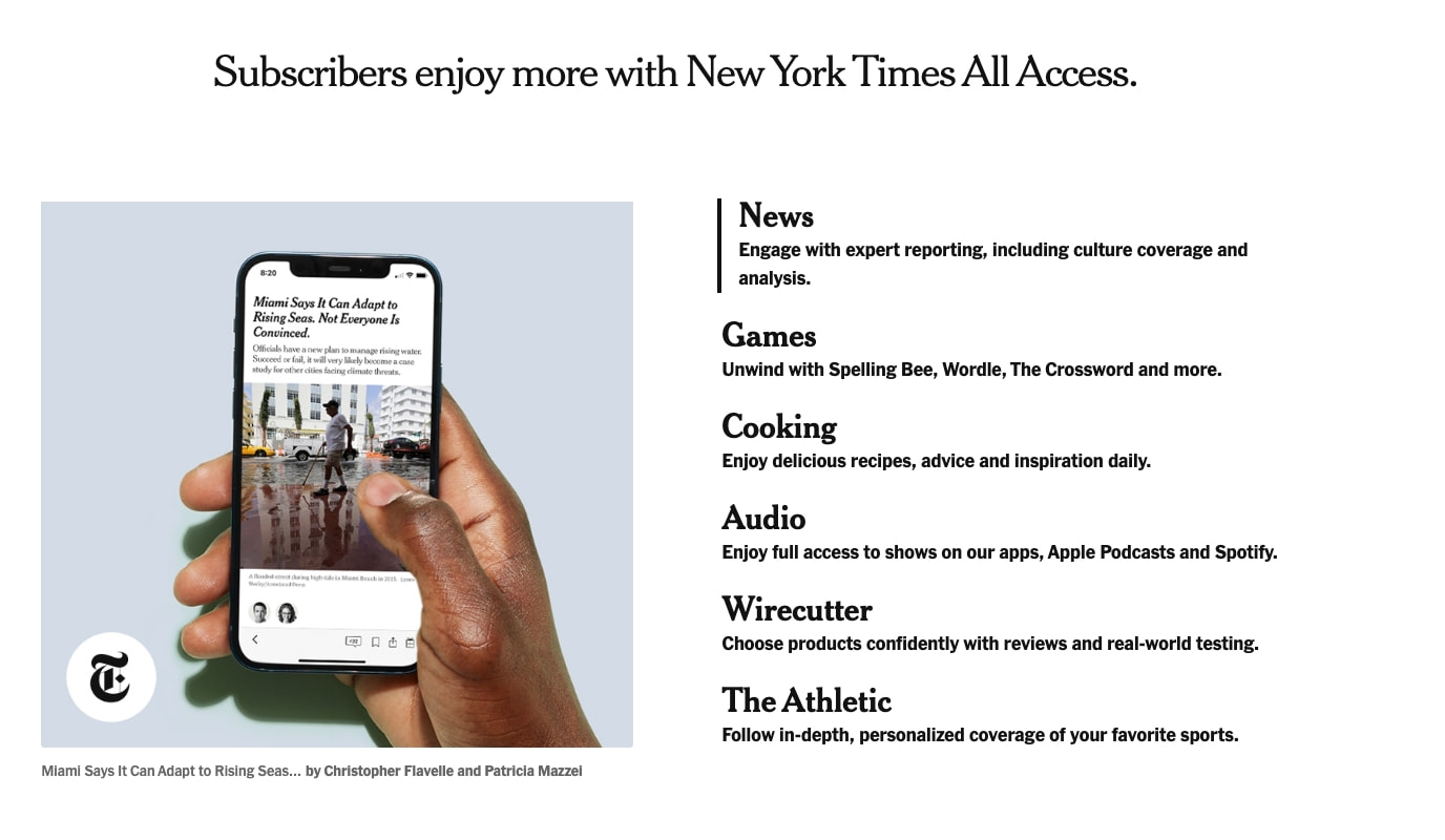 The New York Times: Digital and Home Delivery Subscriptions captured website design