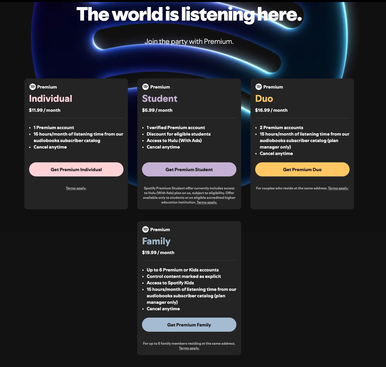 Spotify Premium - Spotify (US) captured website design