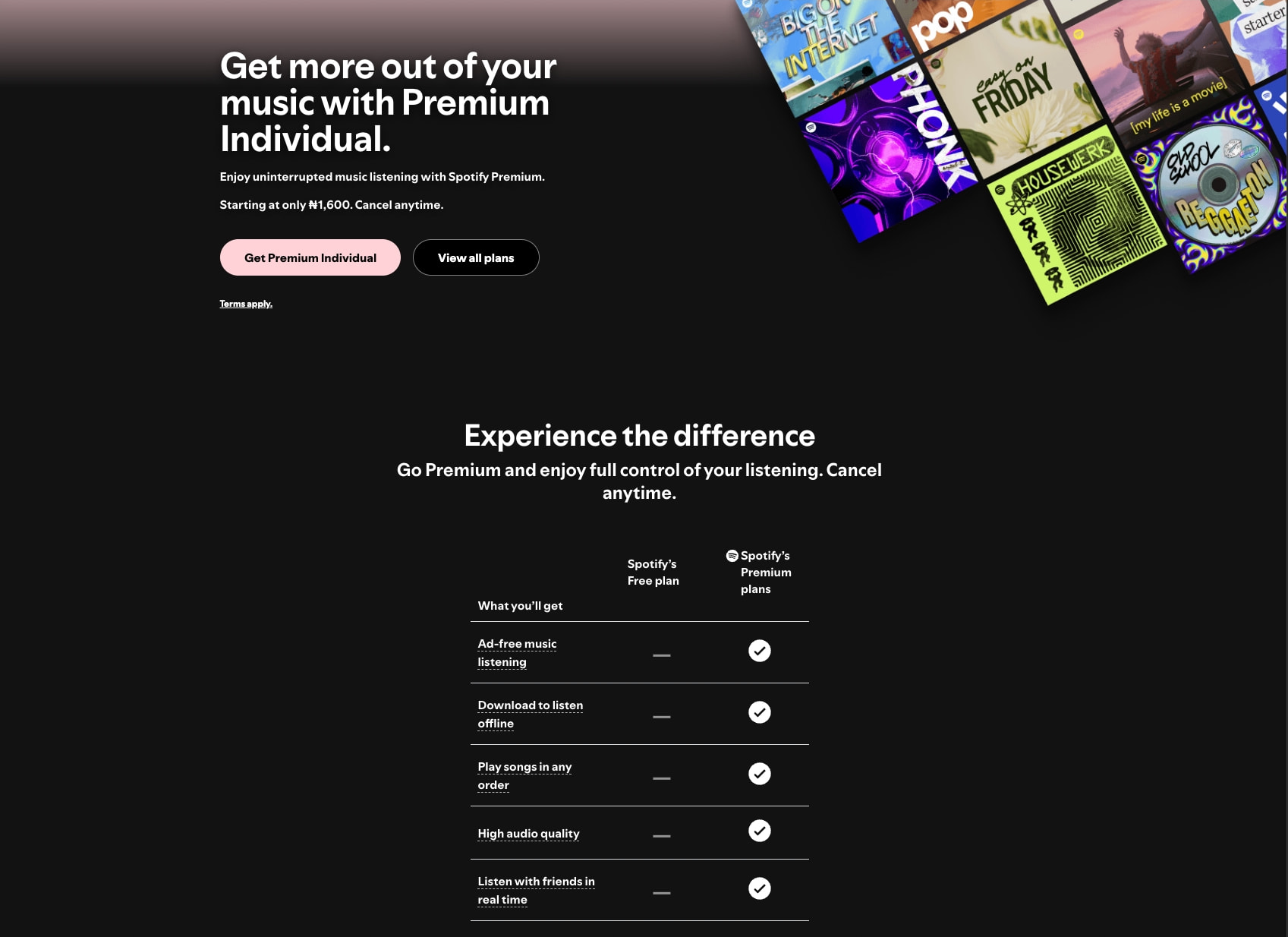Spotify Premium - Spotify (NG) captured website design