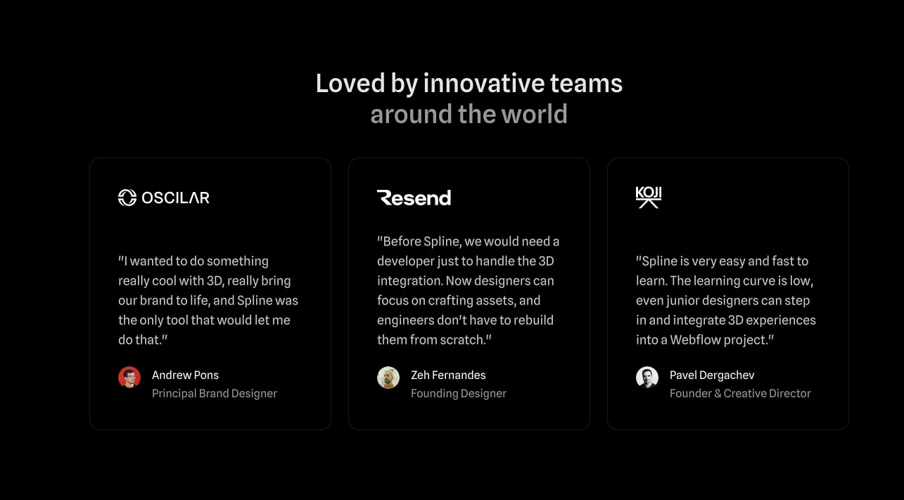 Spline - 3D Design tool in the browser with real-time collaboration captured website design