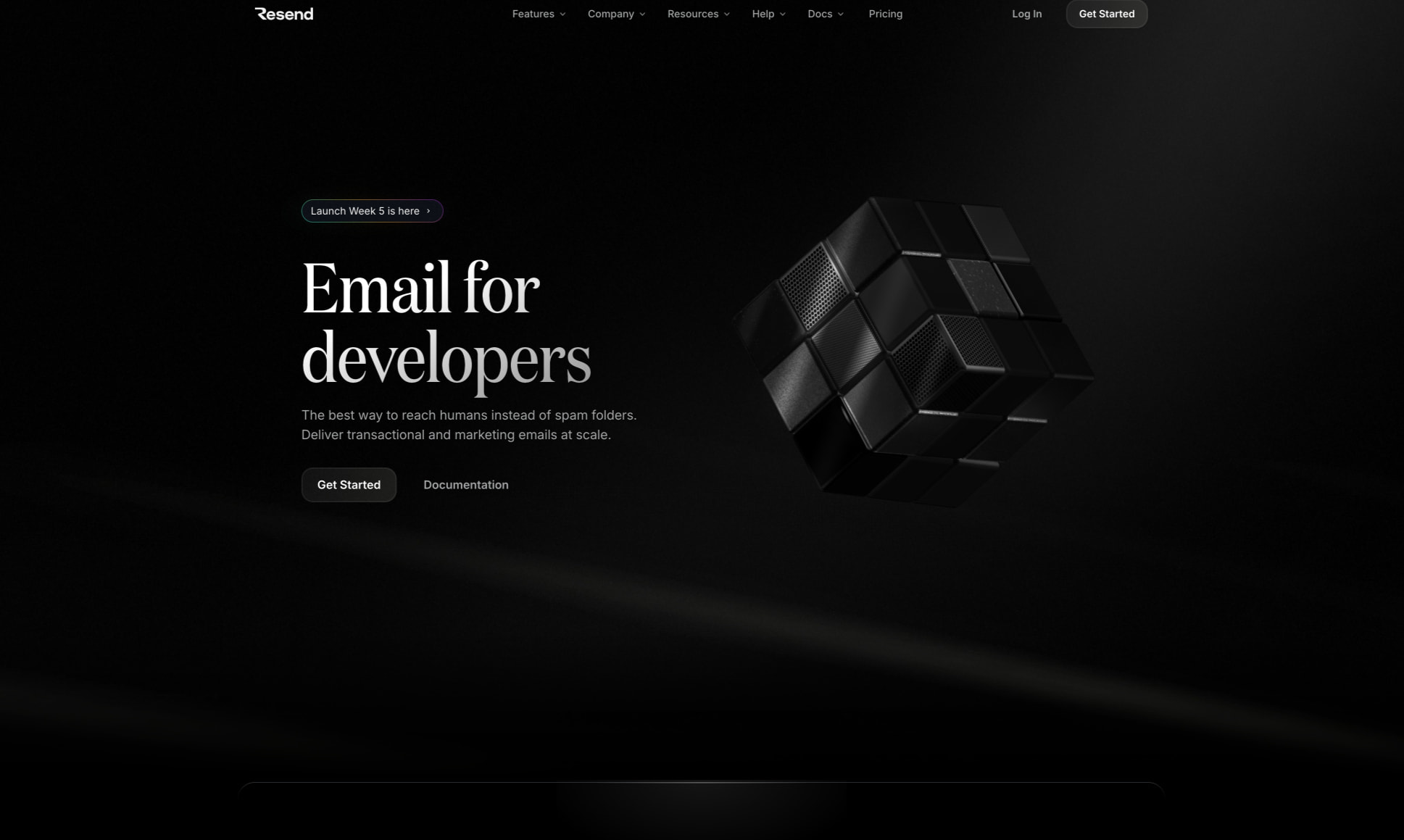 Resend · Email for developers captured website design