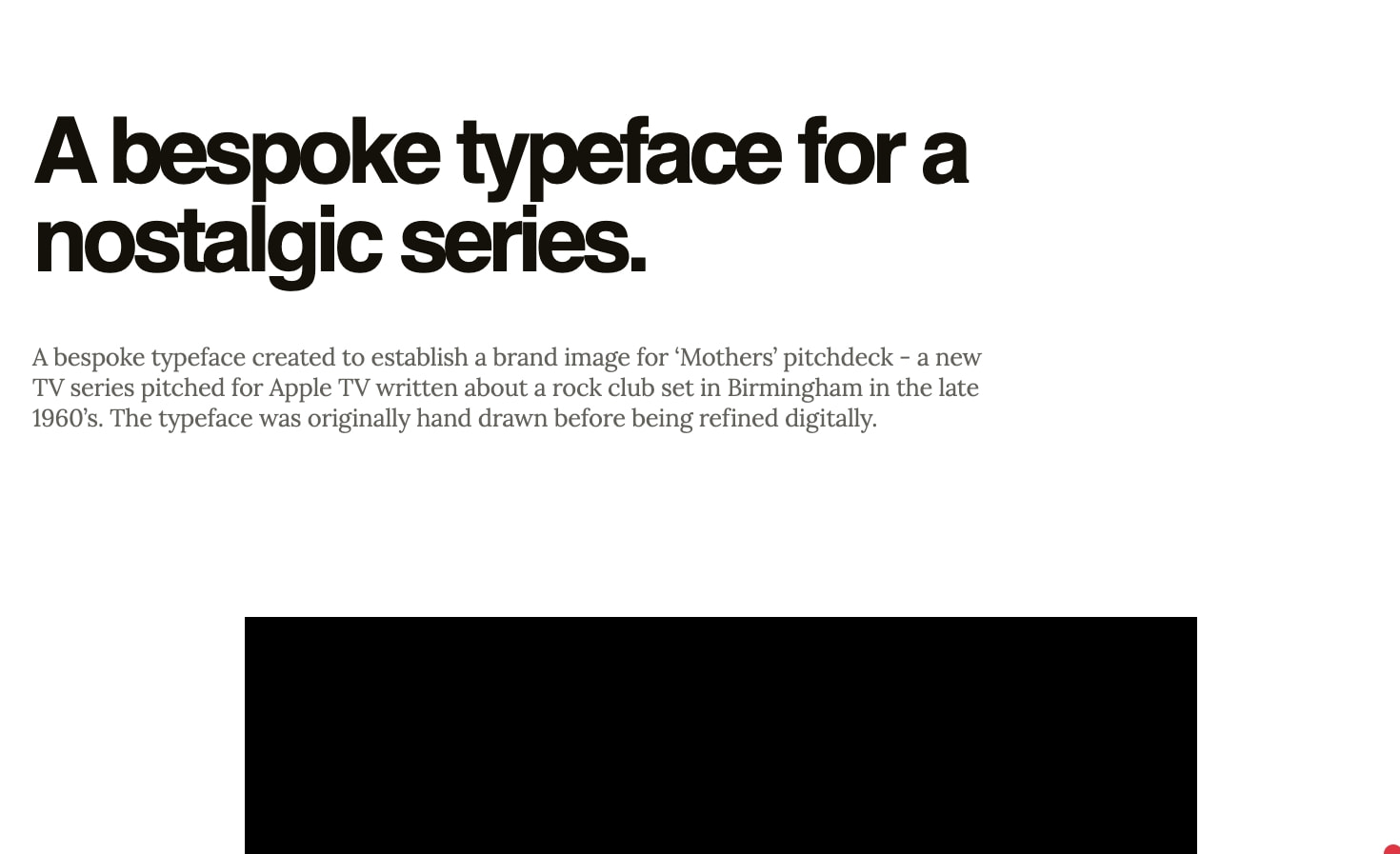 Mothers project hero with oversized tight-tracking Helvetica display heading and Lora subheading on generous white space captured website design