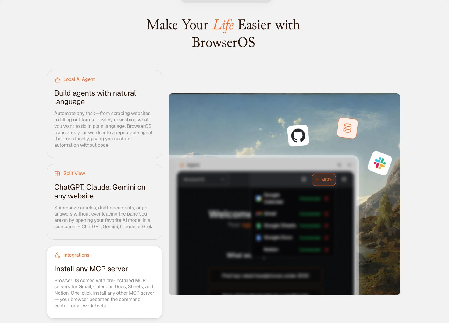 BrowserOS - Open-Source AI Browser | Privacy-First Alternative to Perplexity Comet captured website design