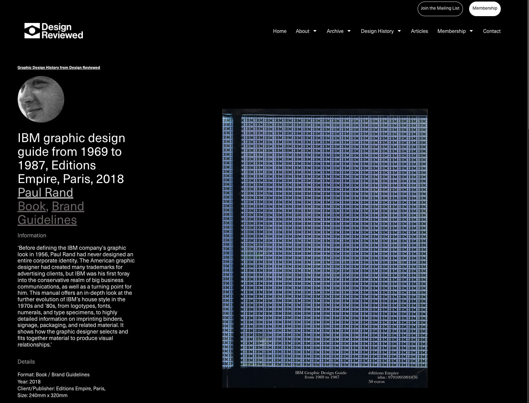 IBM graphic design guide from 1969 to 1987, Editions Empire, Paris, 2018 - Design Reviewed captured website design