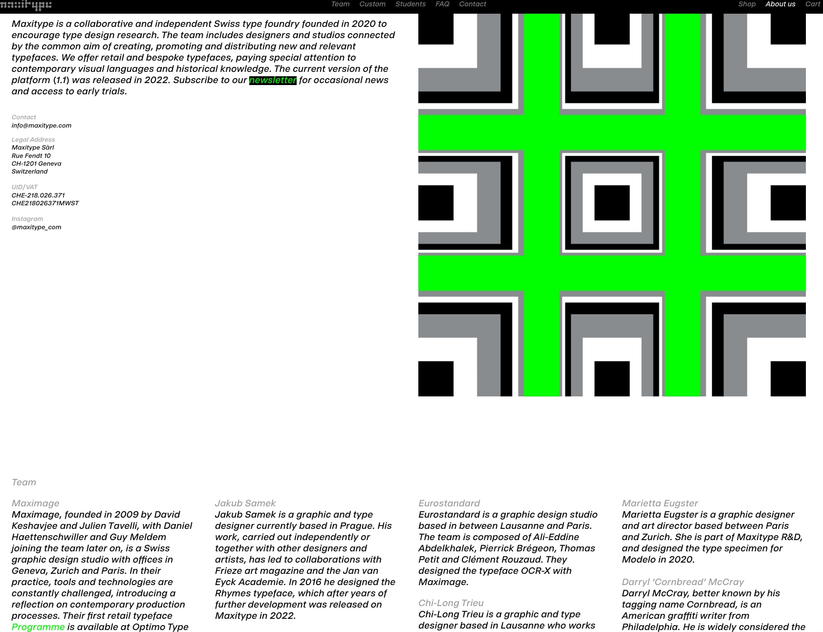 Maxitype | About us captured website design
