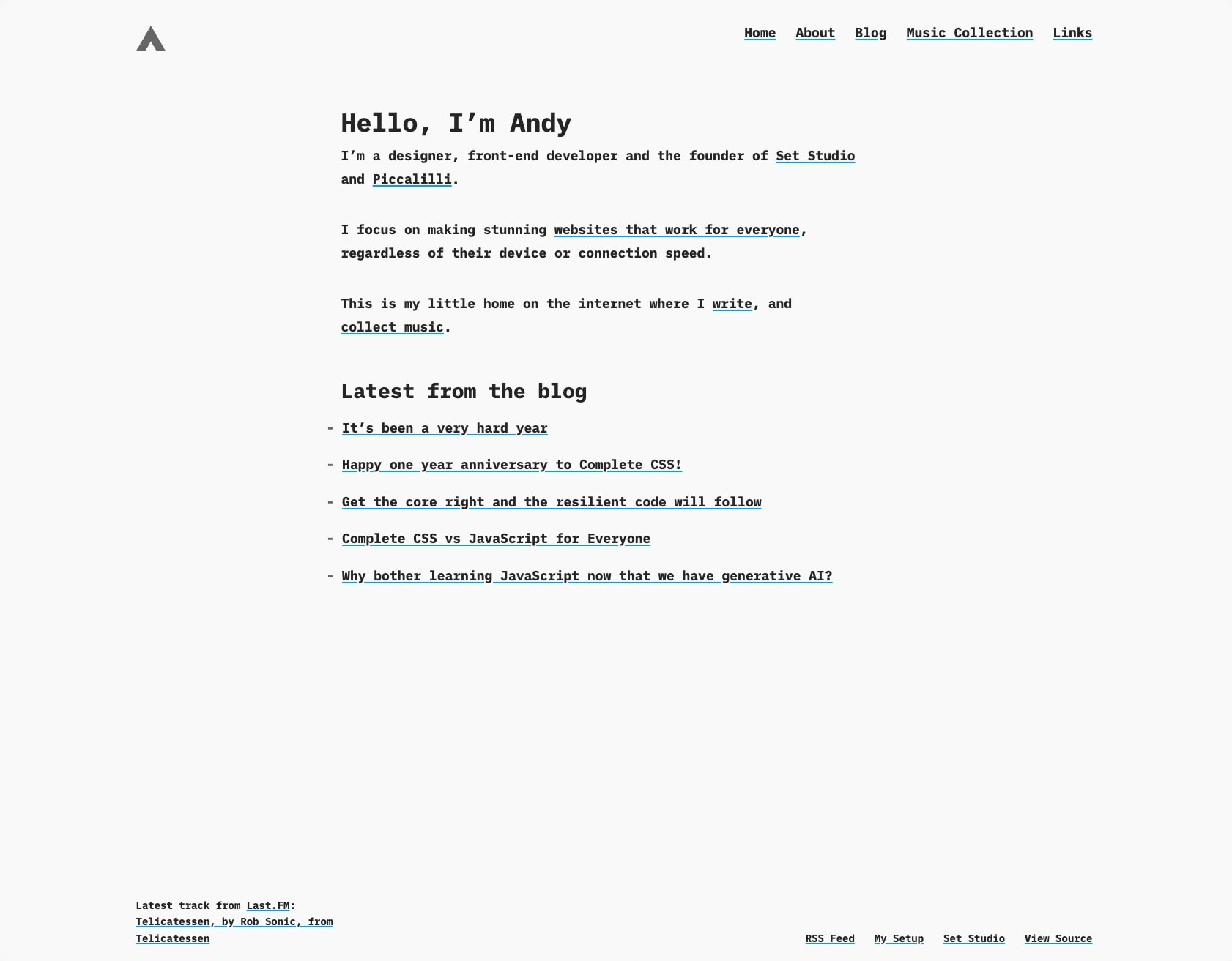 Andy Bell - Designer, front-end developer and founder of Set Studio captured website design