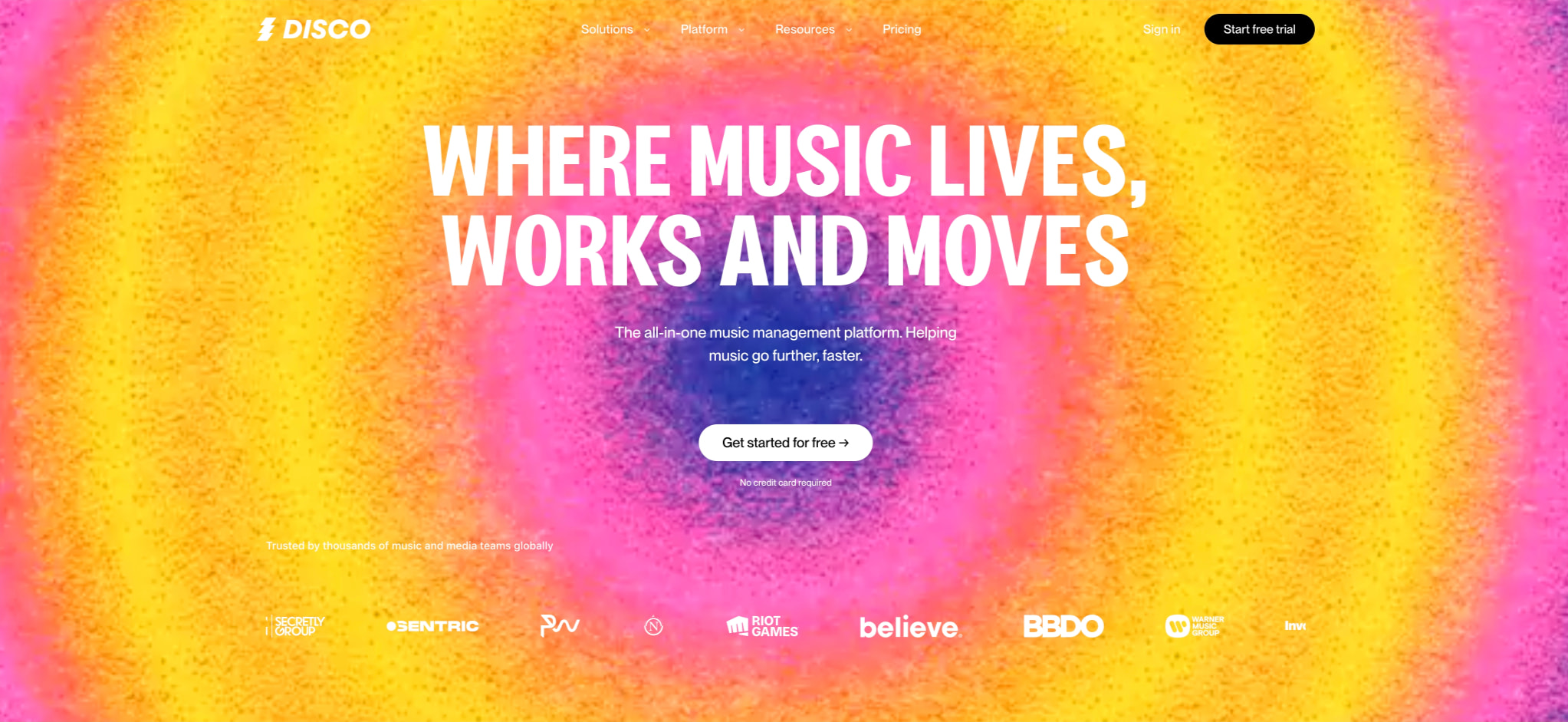 Music Management, Simplified | DISCO captured website design