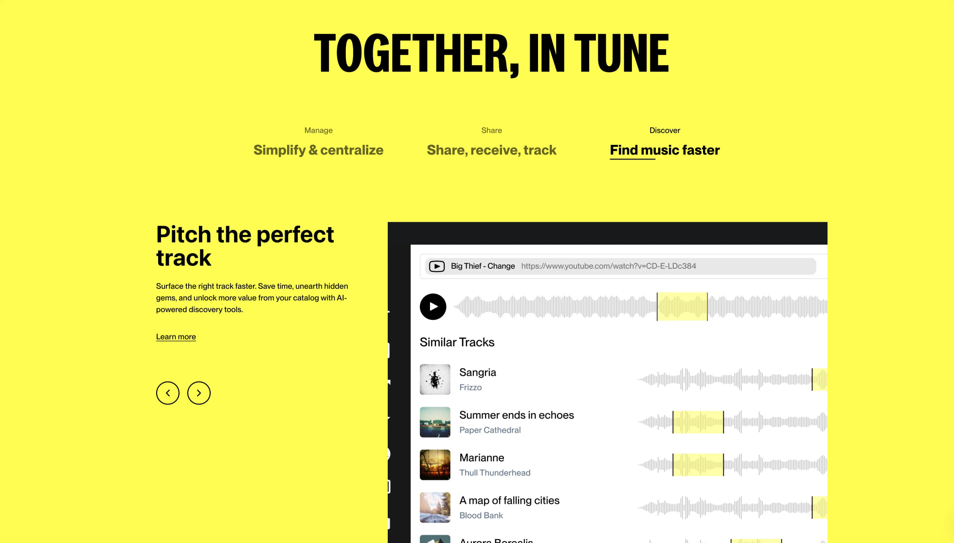 Music Management, Simplified | DISCO captured website design