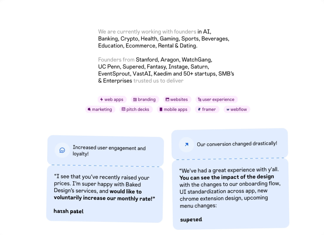 Baked Design - Product Design Partner captured website design