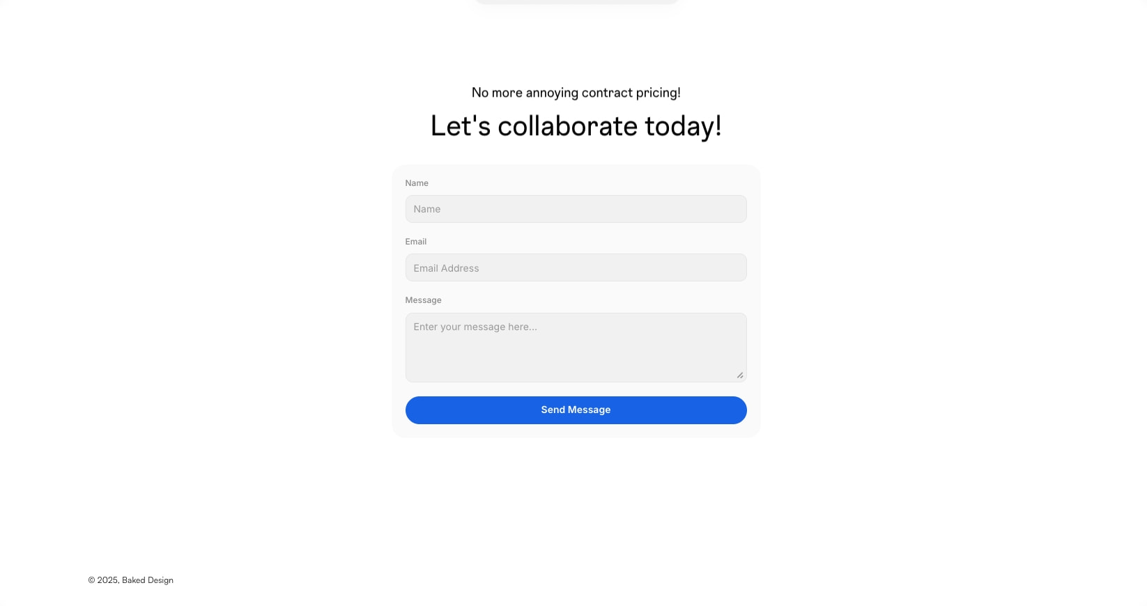 Baked Design - Product Design Partner captured website design