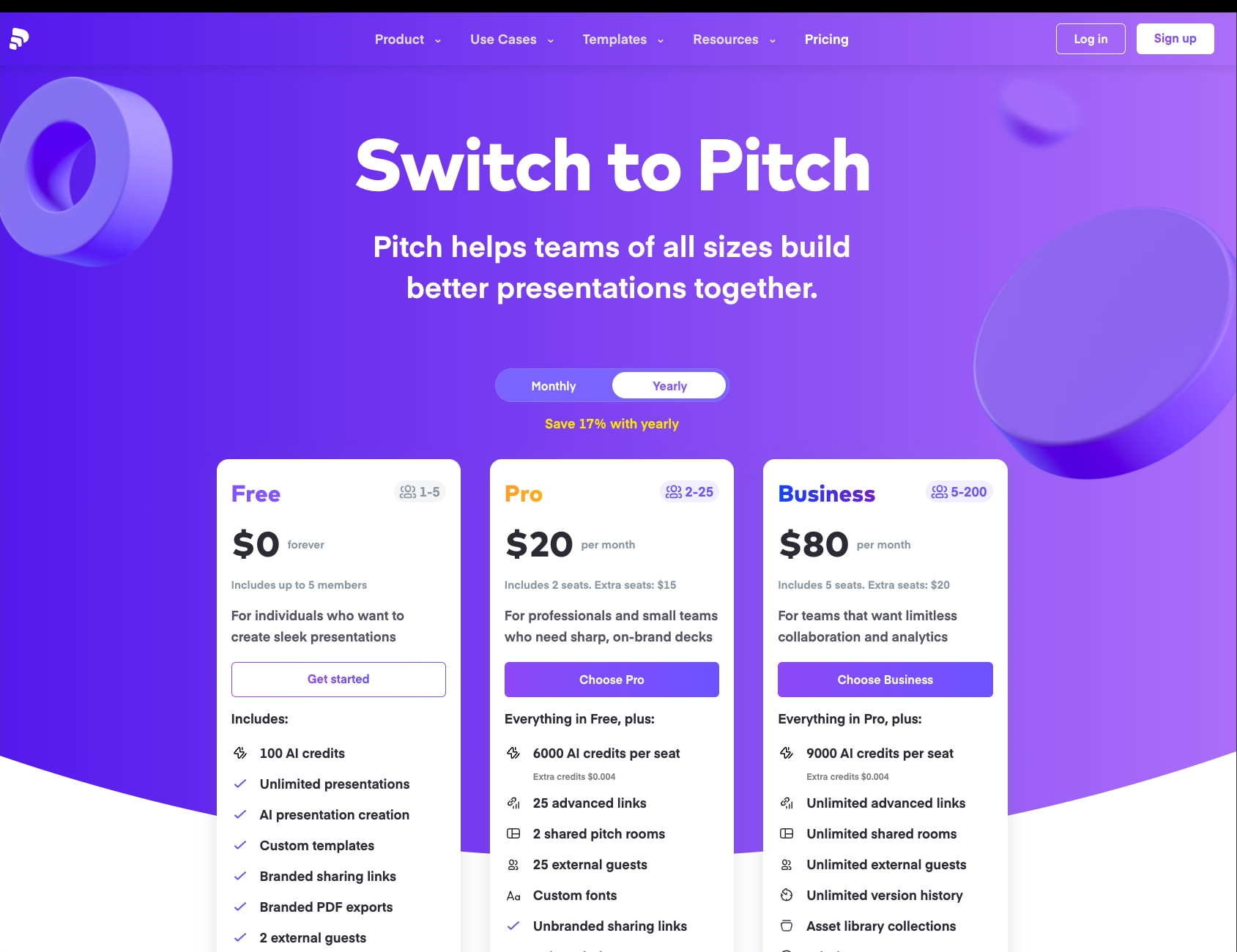 Pricing | Pitch captured website design