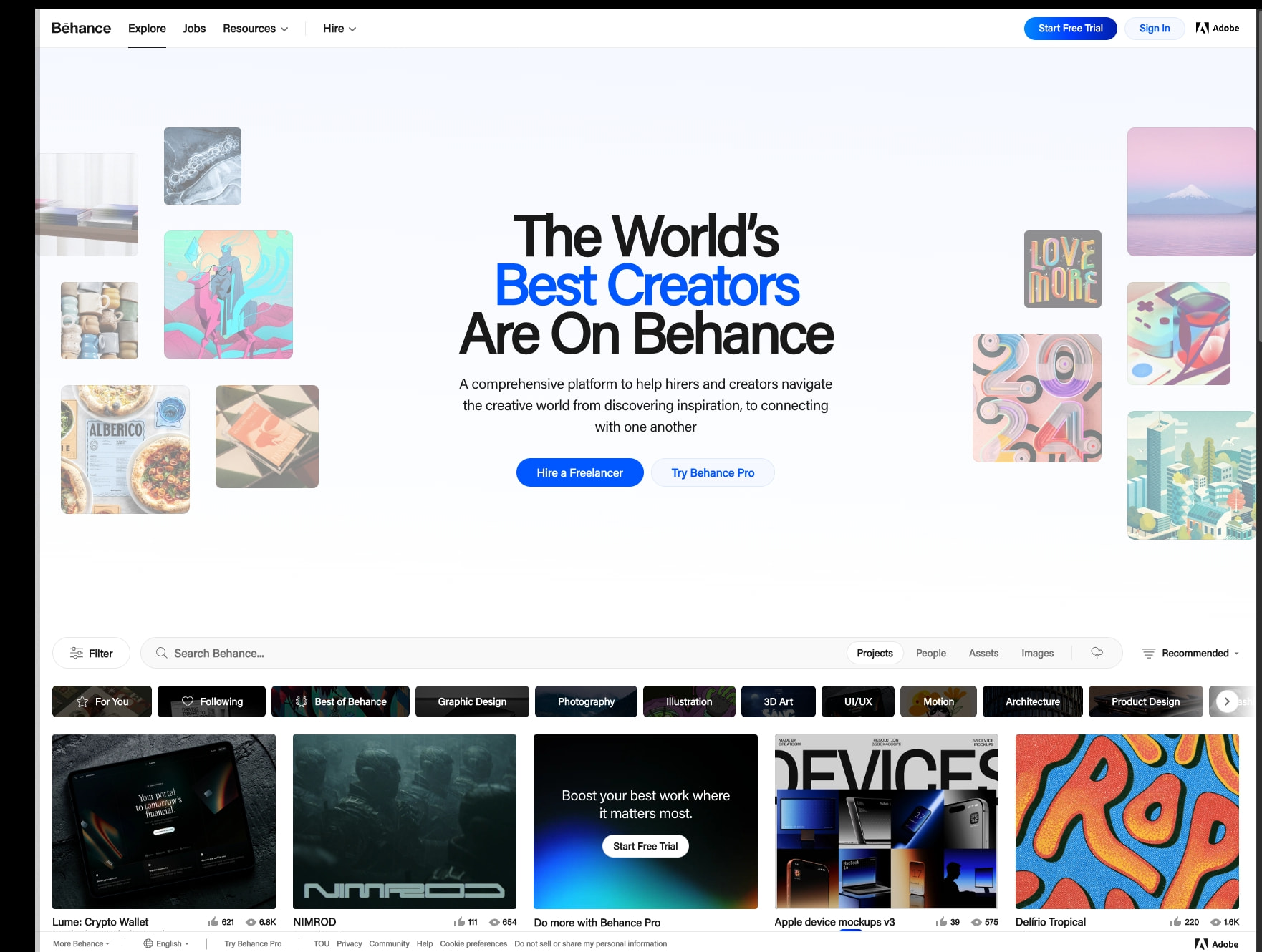 Showcase, Discover, and Hire Creatives :: Behance captured website design