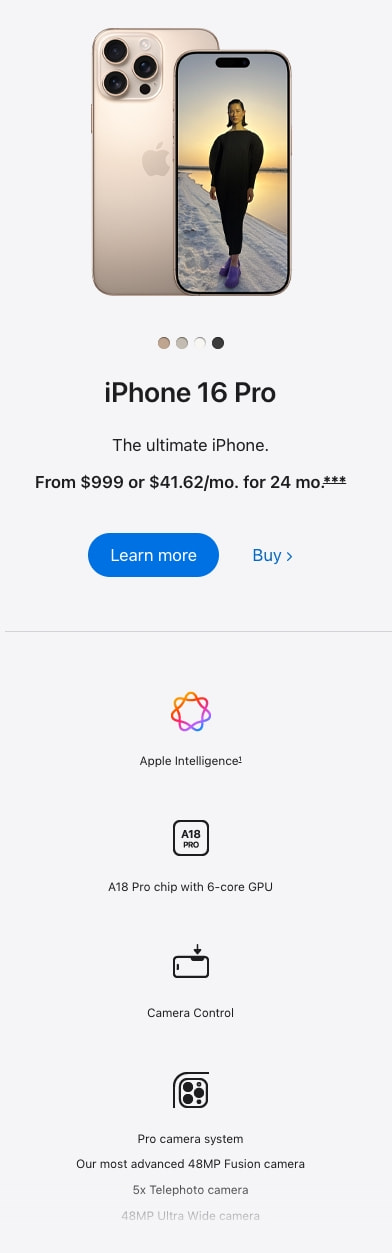 iPhone - Apple captured website design