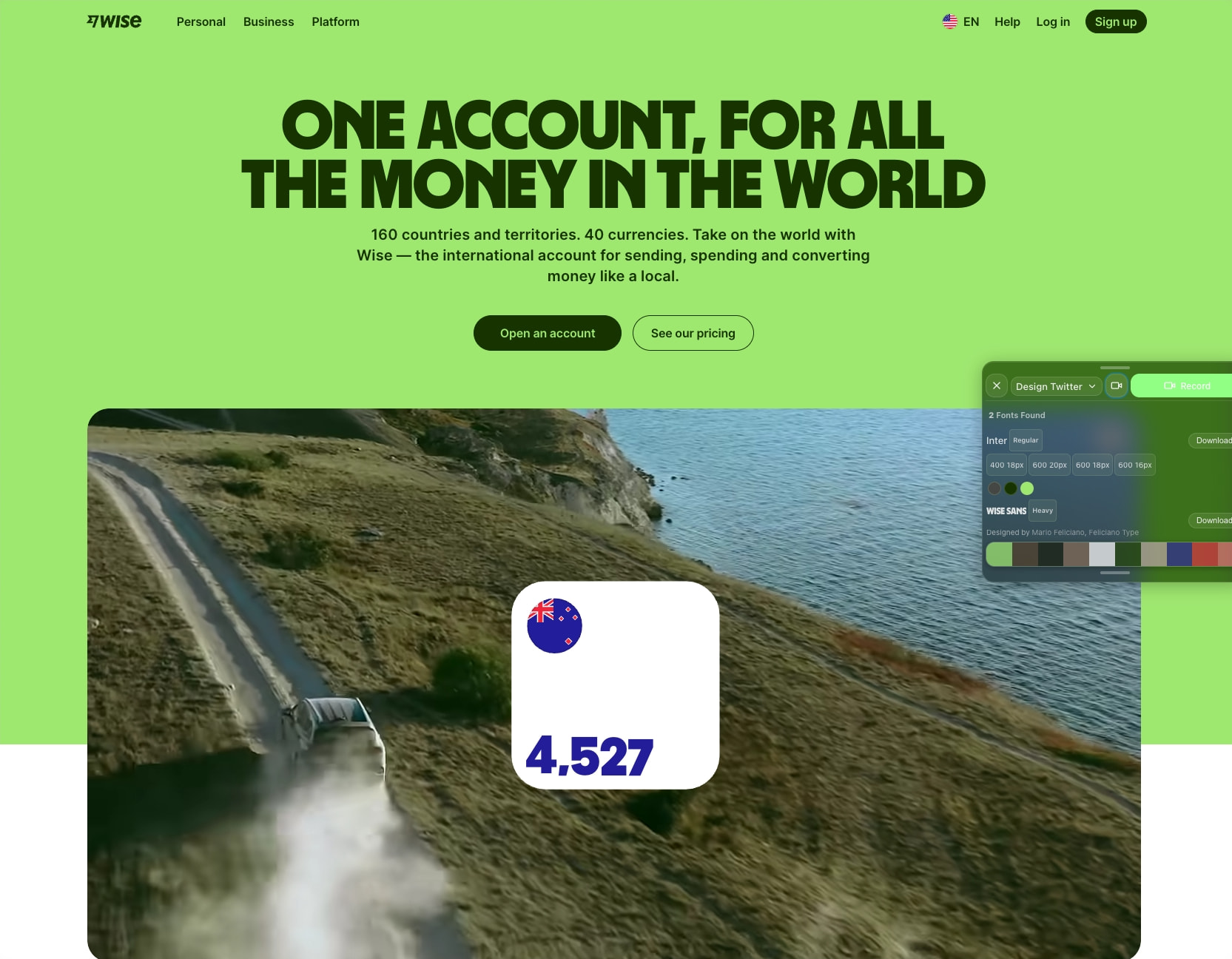 Wise account: Multi-currency account | Foreign currency account captured website design