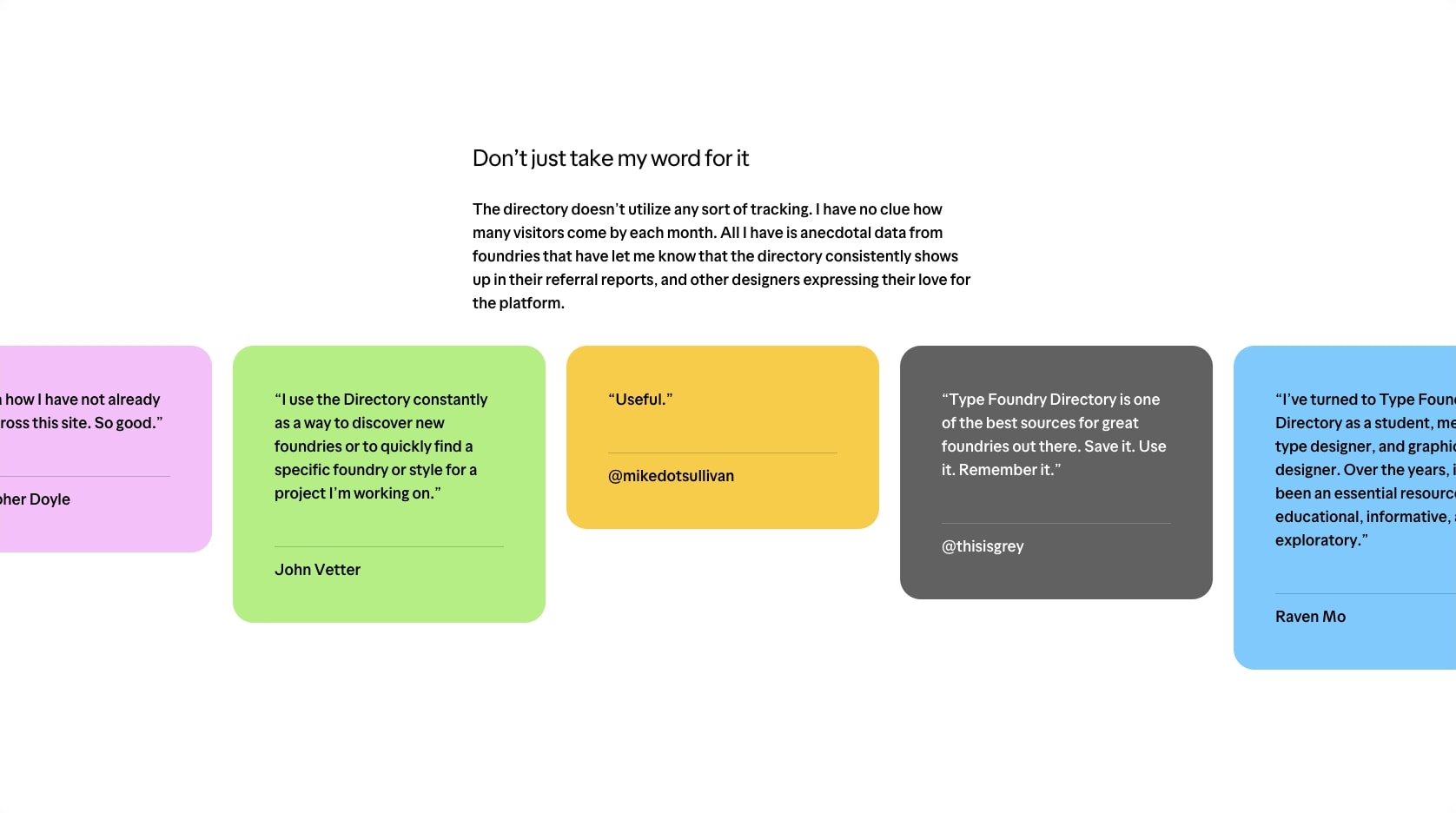 Type Foundry Directory | Become a sponsor captured website design