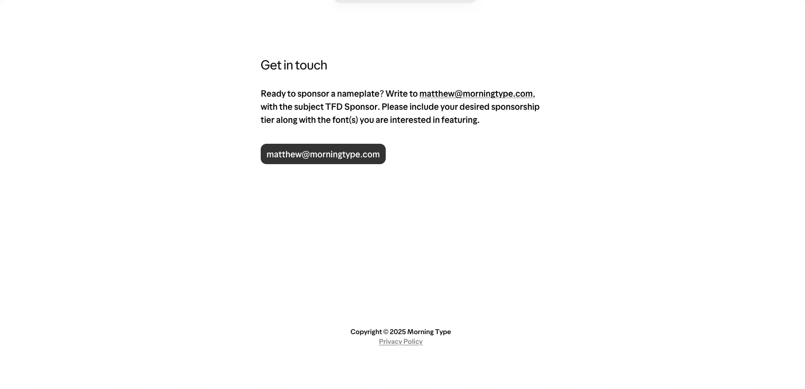 Type Foundry Directory | Become a sponsor captured website design