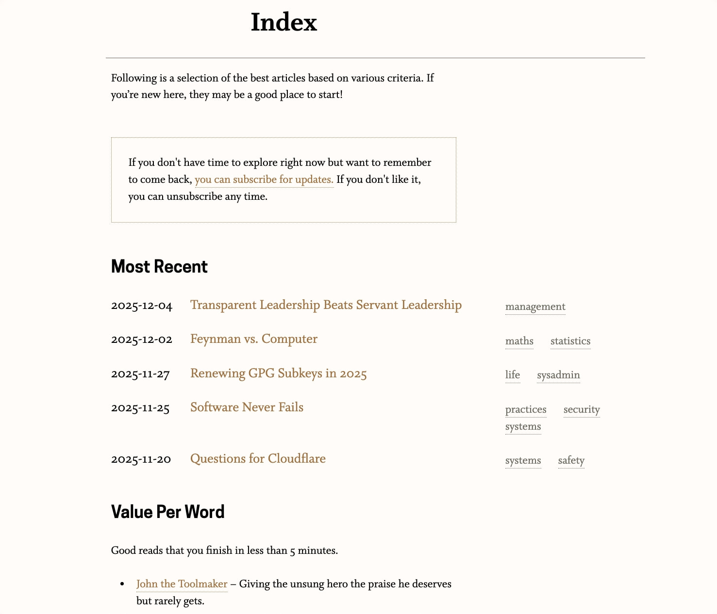 Index captured website design