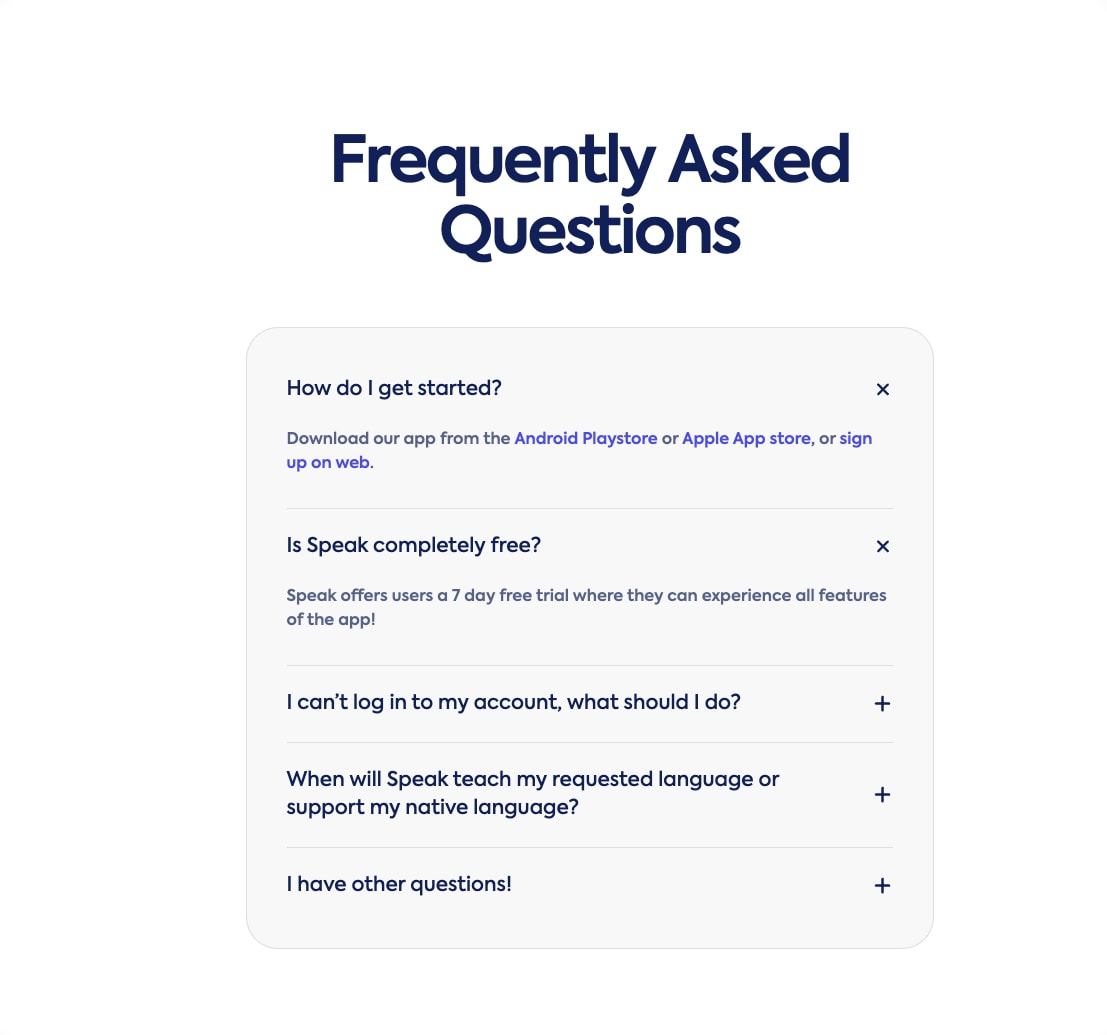 Speak - The language learning app that gets you speaking captured website design