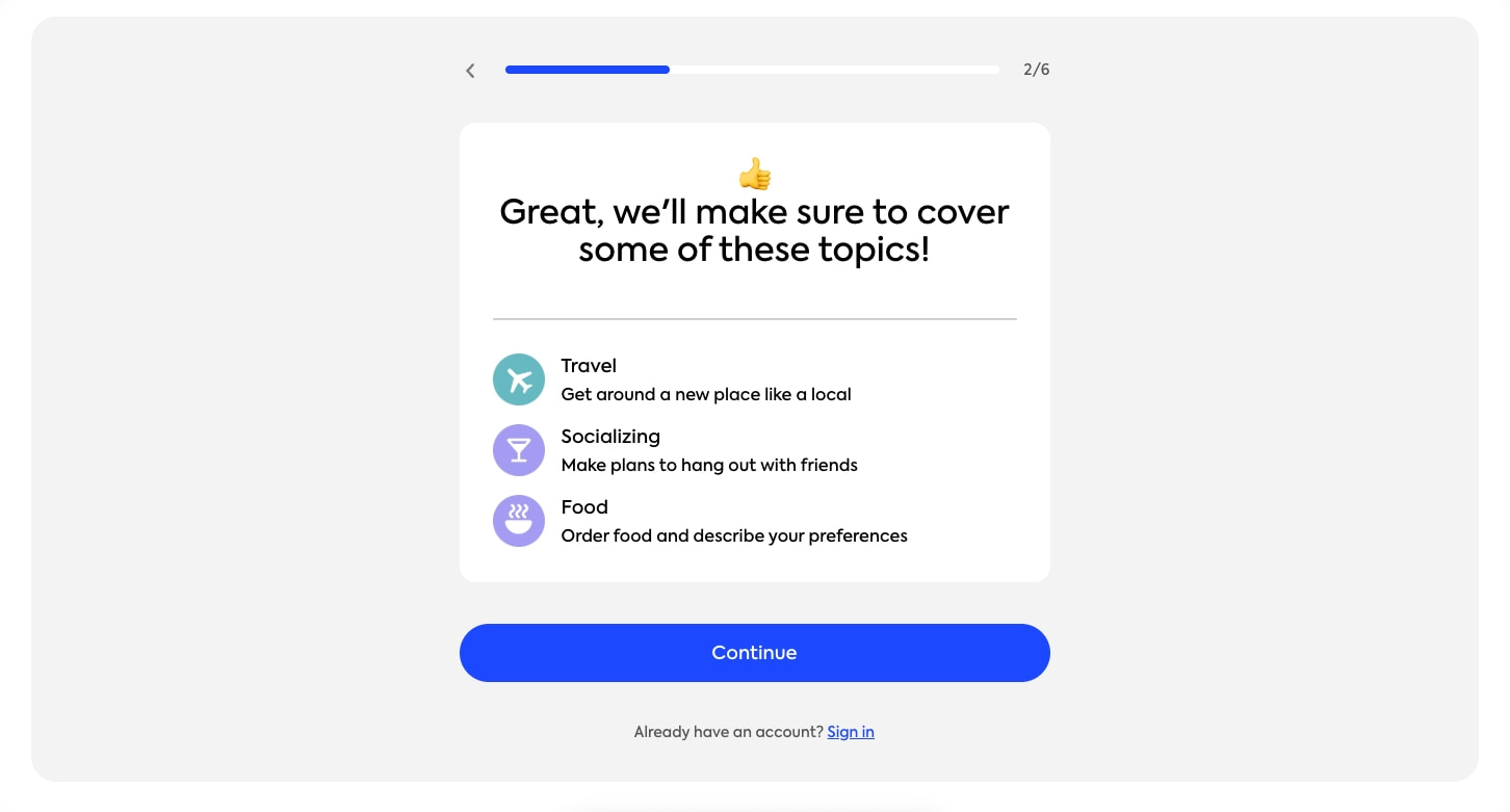 Speak - The languages learning app that gets you speaking captured website design