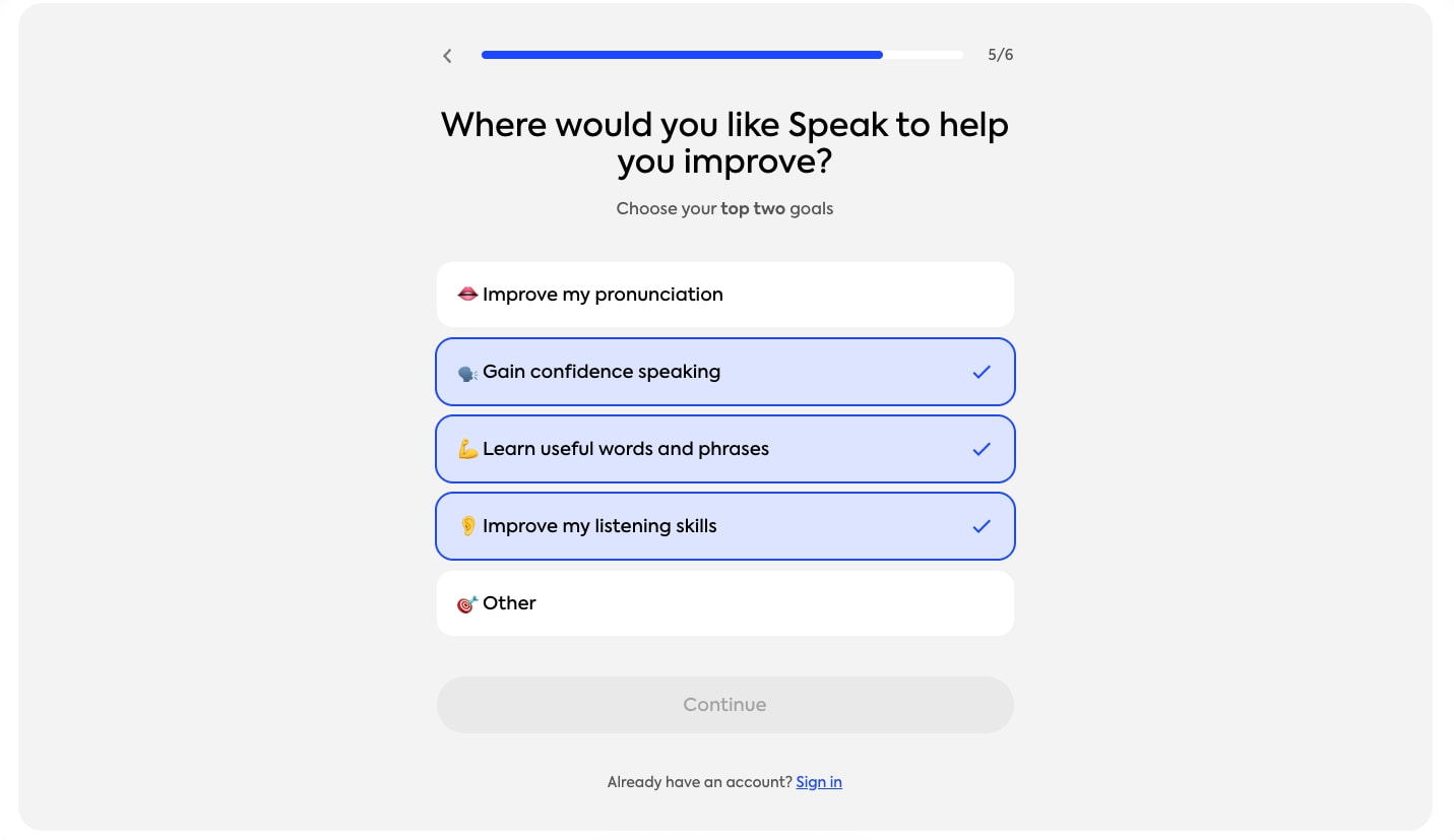 Speak - The languages learning app that gets you speaking captured website design