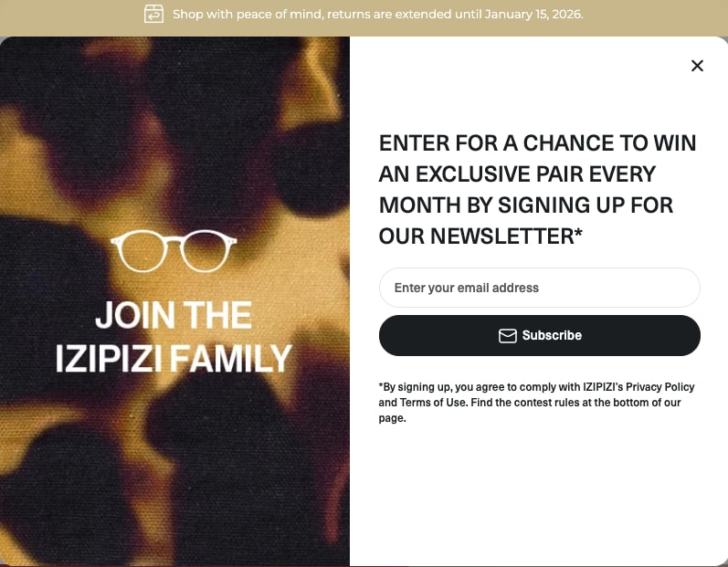 Fashion and design glasses for adults and children - IZIPIZI captured website design