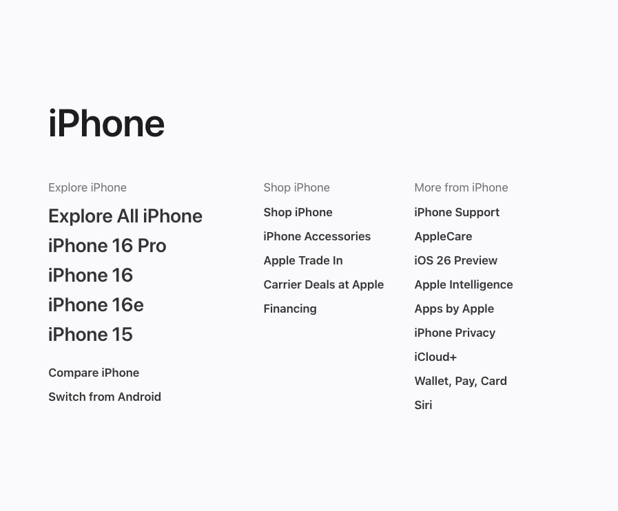 iPhone - Apple captured website design