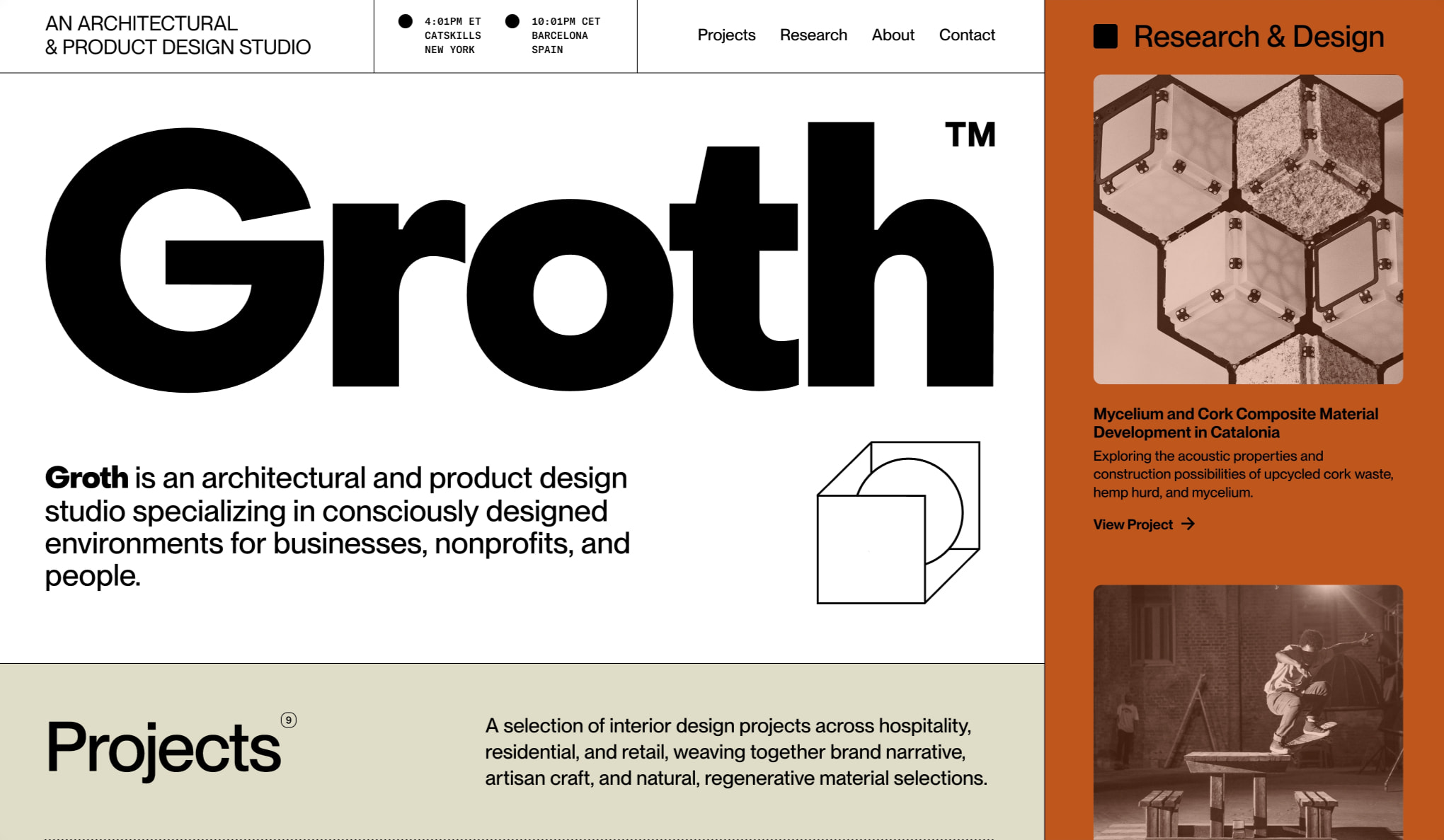 Hospitality & Interior Design – Barcelona & NYC | Groth Studio captured website design